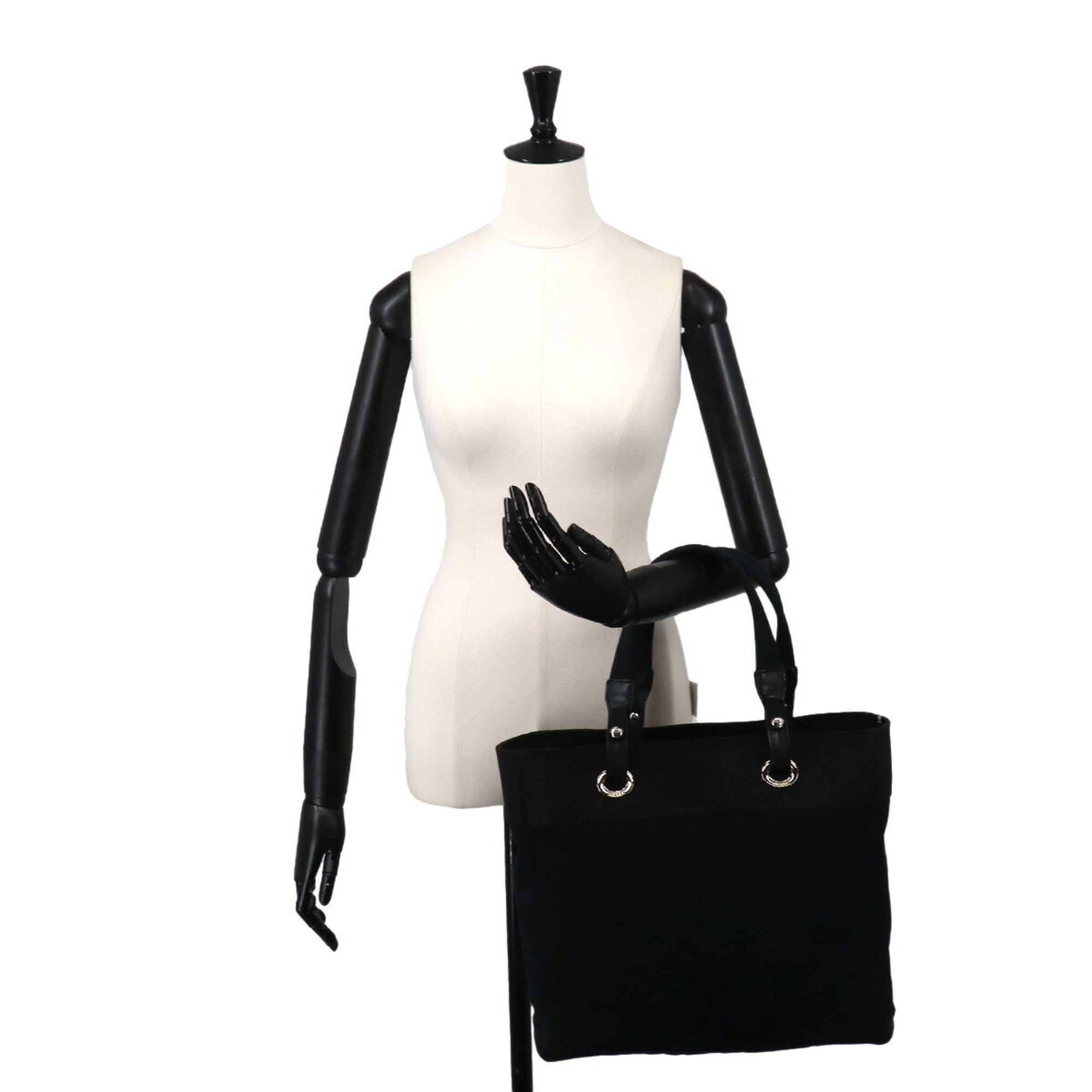 Chanel Black Canvas Handbag Tote Bag (Pre-Owned)