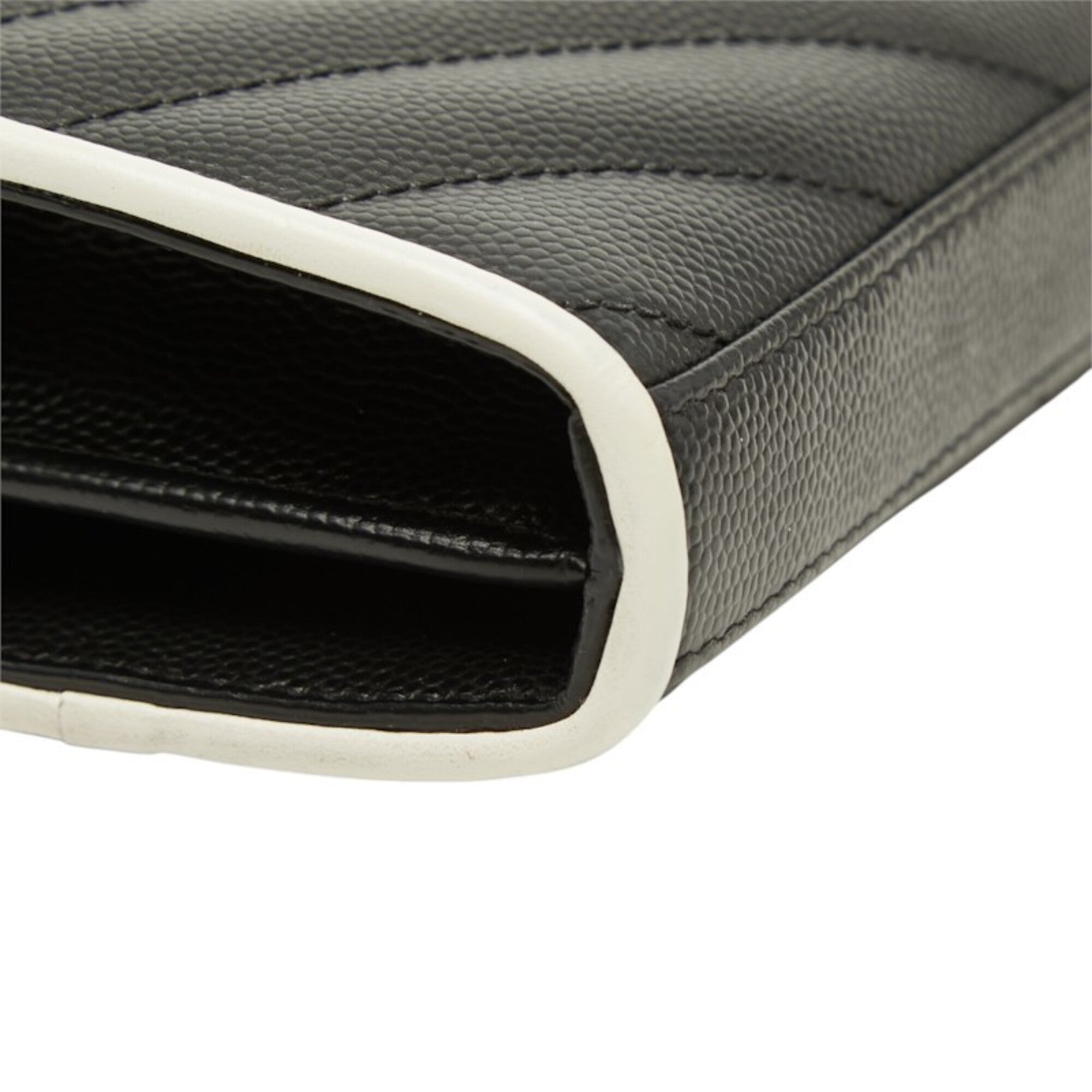 Saint Laurent Black White Leather Shoulder Bag (Pre-Owned)