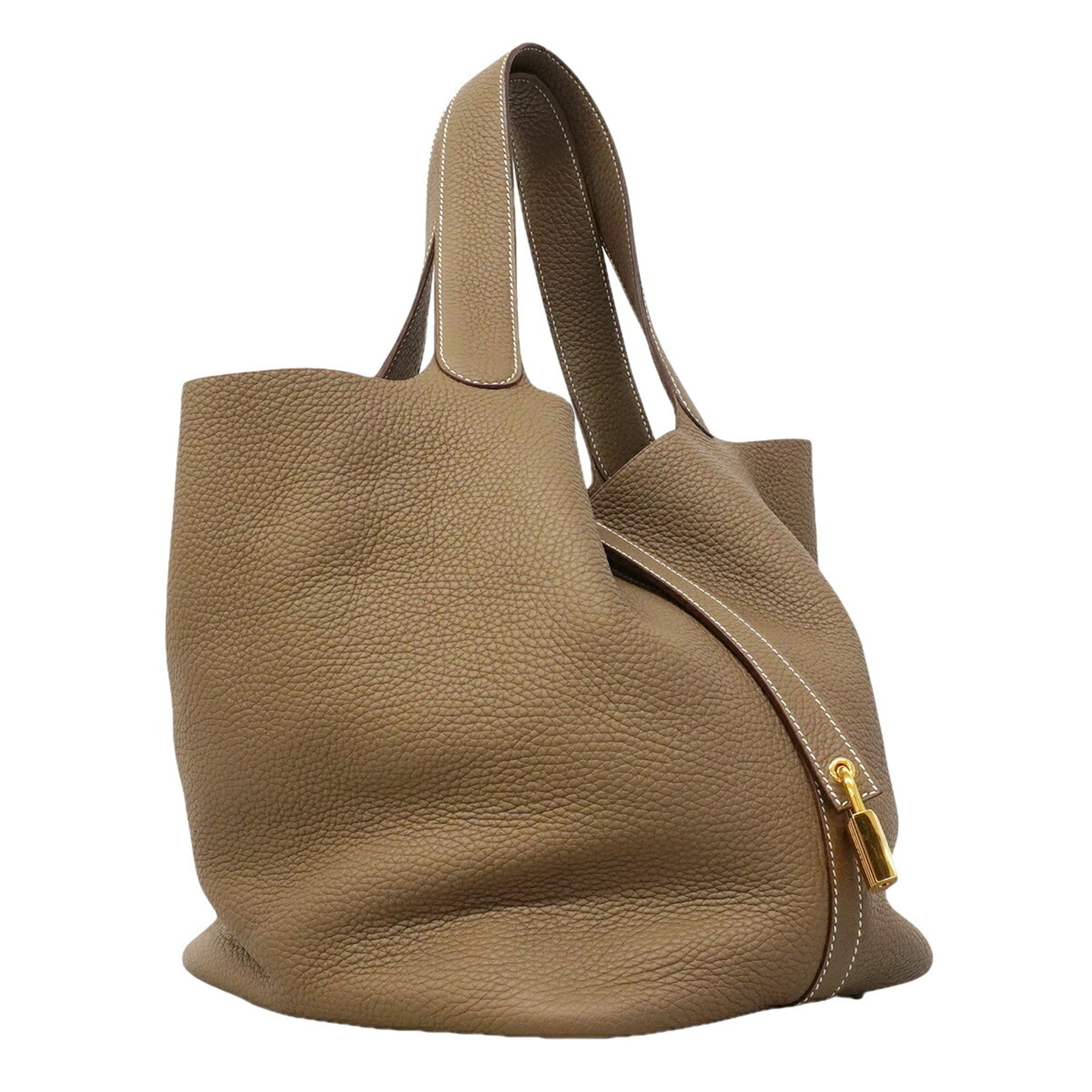 Hermes Etoupe Gray Taurillon Clemence Leather Handbag (Pre-Owned)