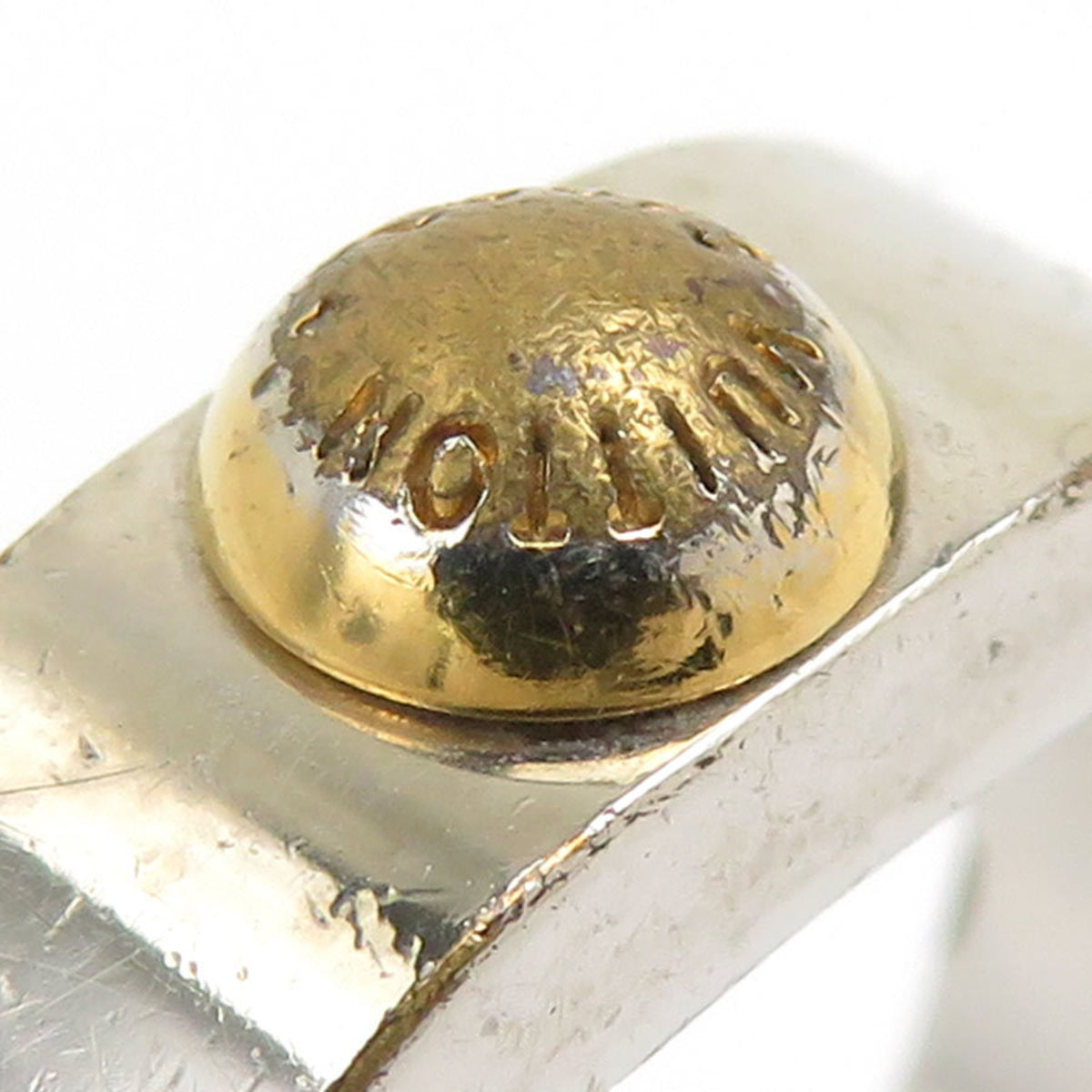 Louis Vuitton Gold Silver Metal Band Ring (Pre-Owned)