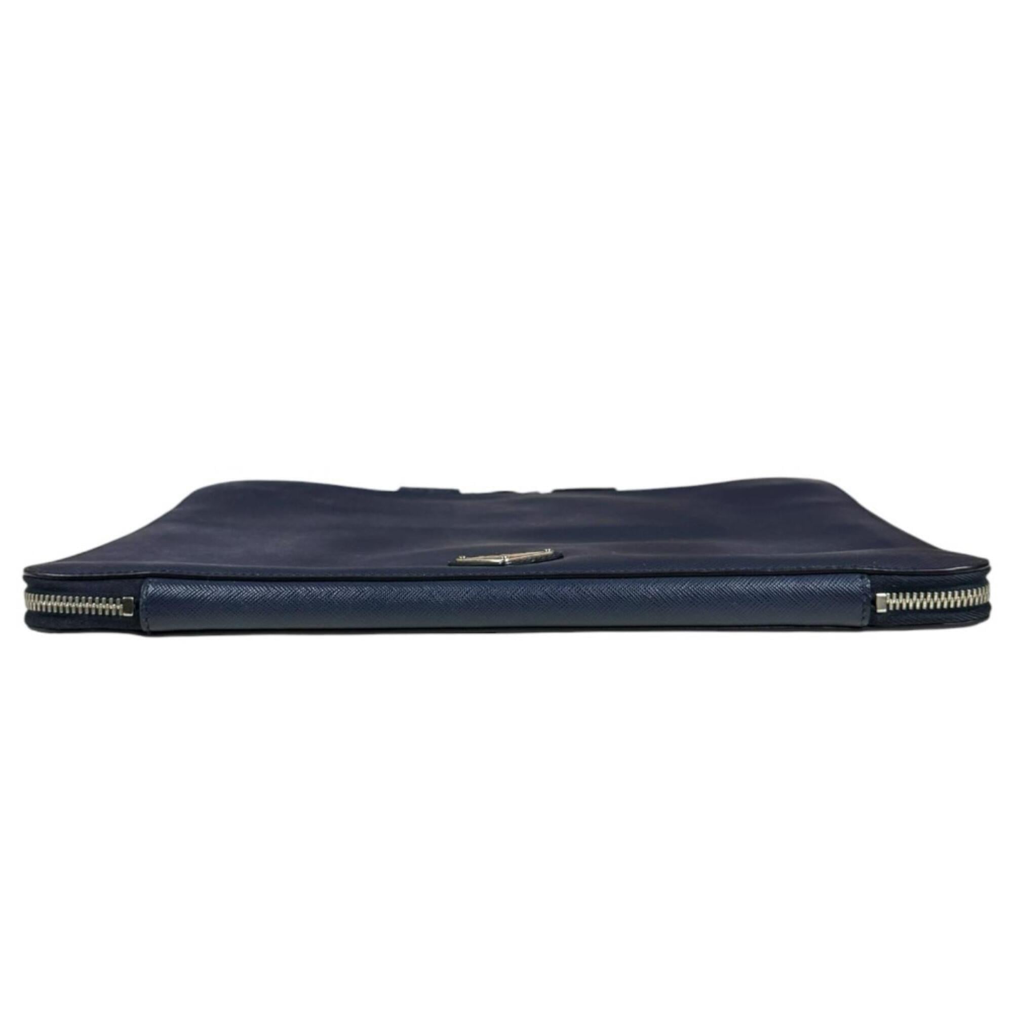 Prada Navy Leather Clutch Bag (Pre-Owned)