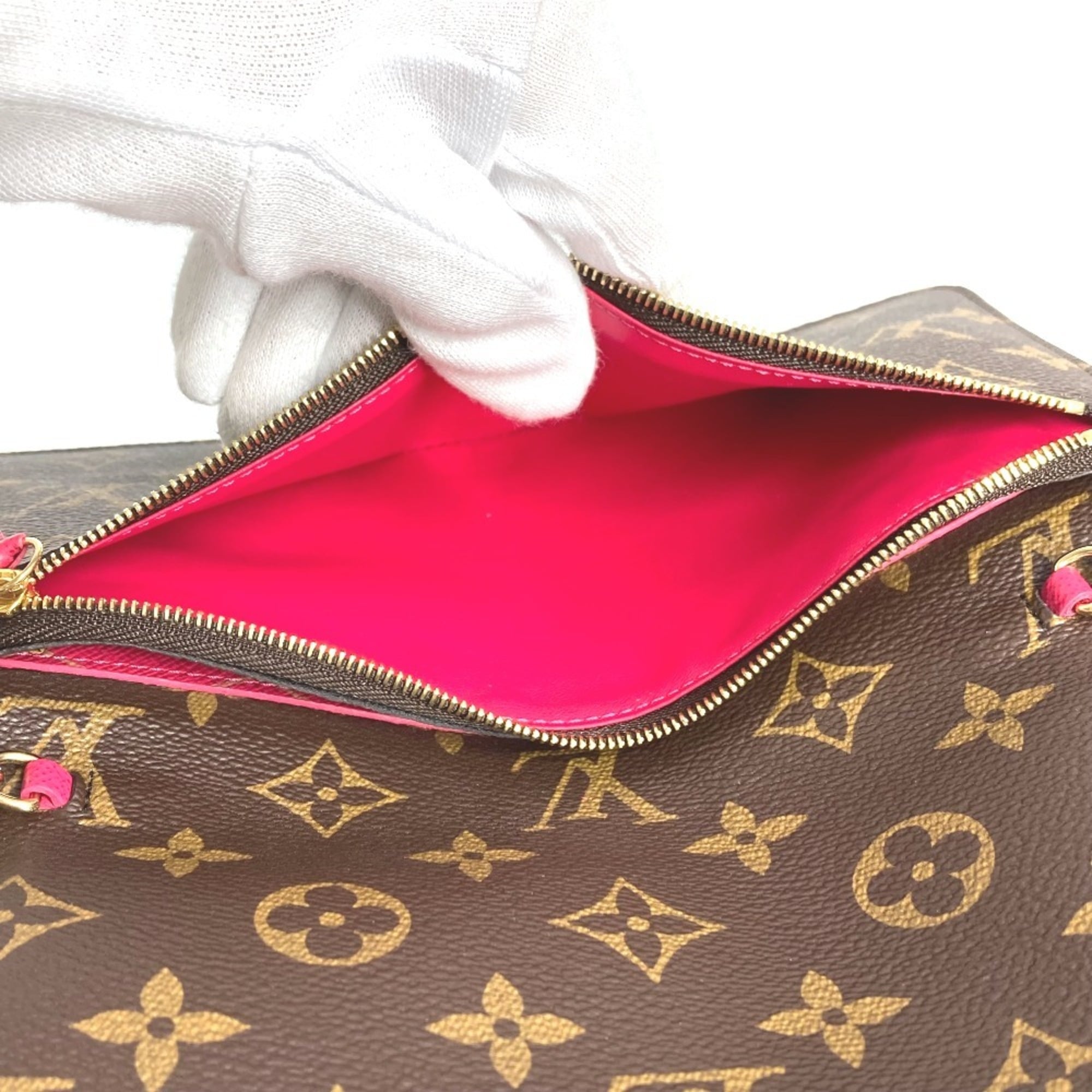 Louis Vuitton Brown Pink Monogram Clutch Bag Pochette Shoulder Bag (Pre-Owned)