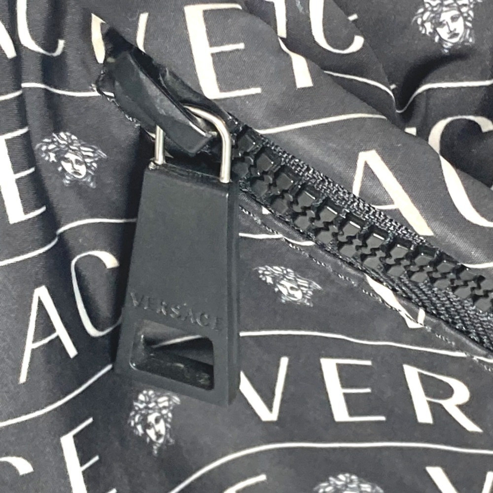 Versace Black White Nylon Fanny Pack Sling Bag (Pre-Owned)