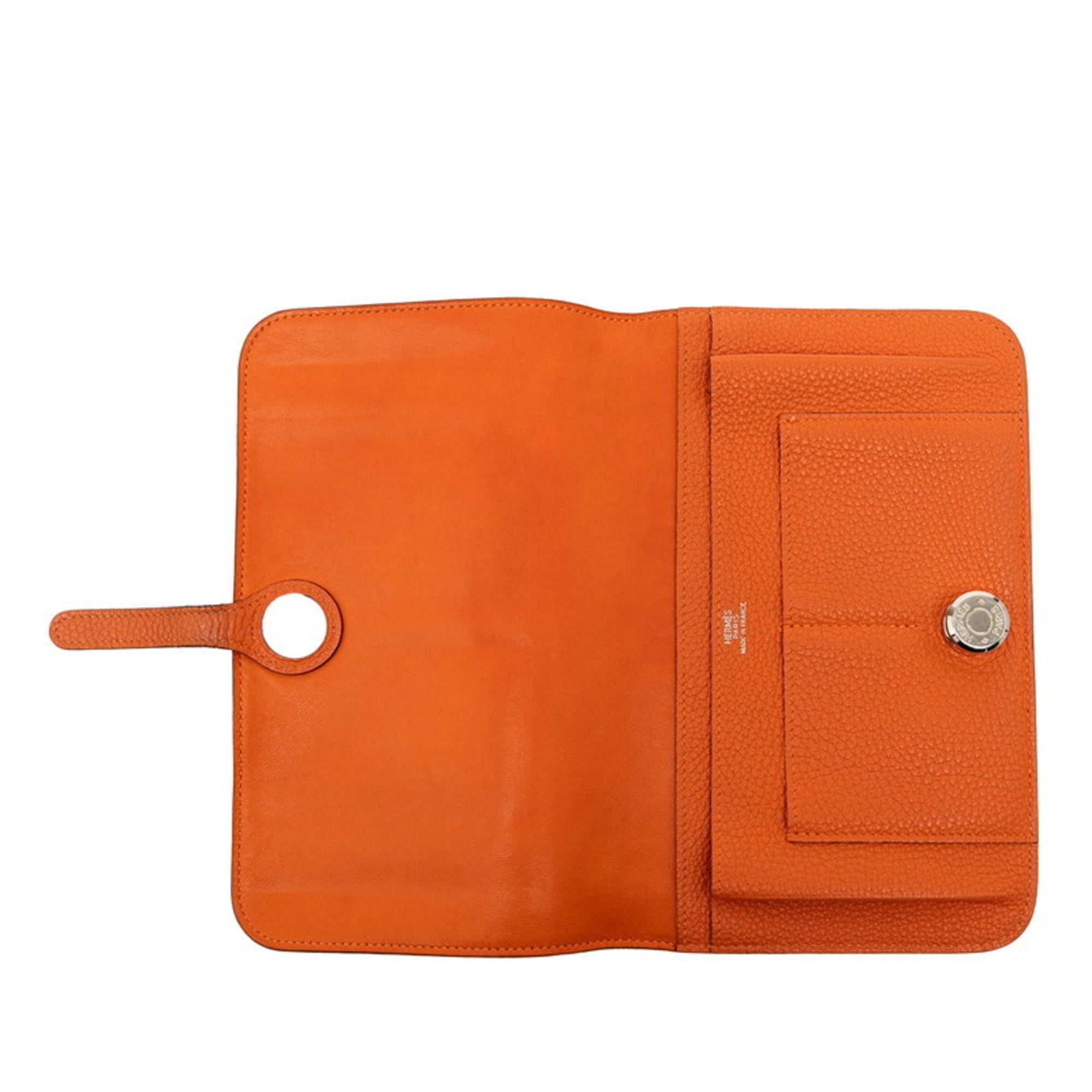 Hermes Orange Togo Leather Long Wallet (Bi-Fold) (Pre-Owned)