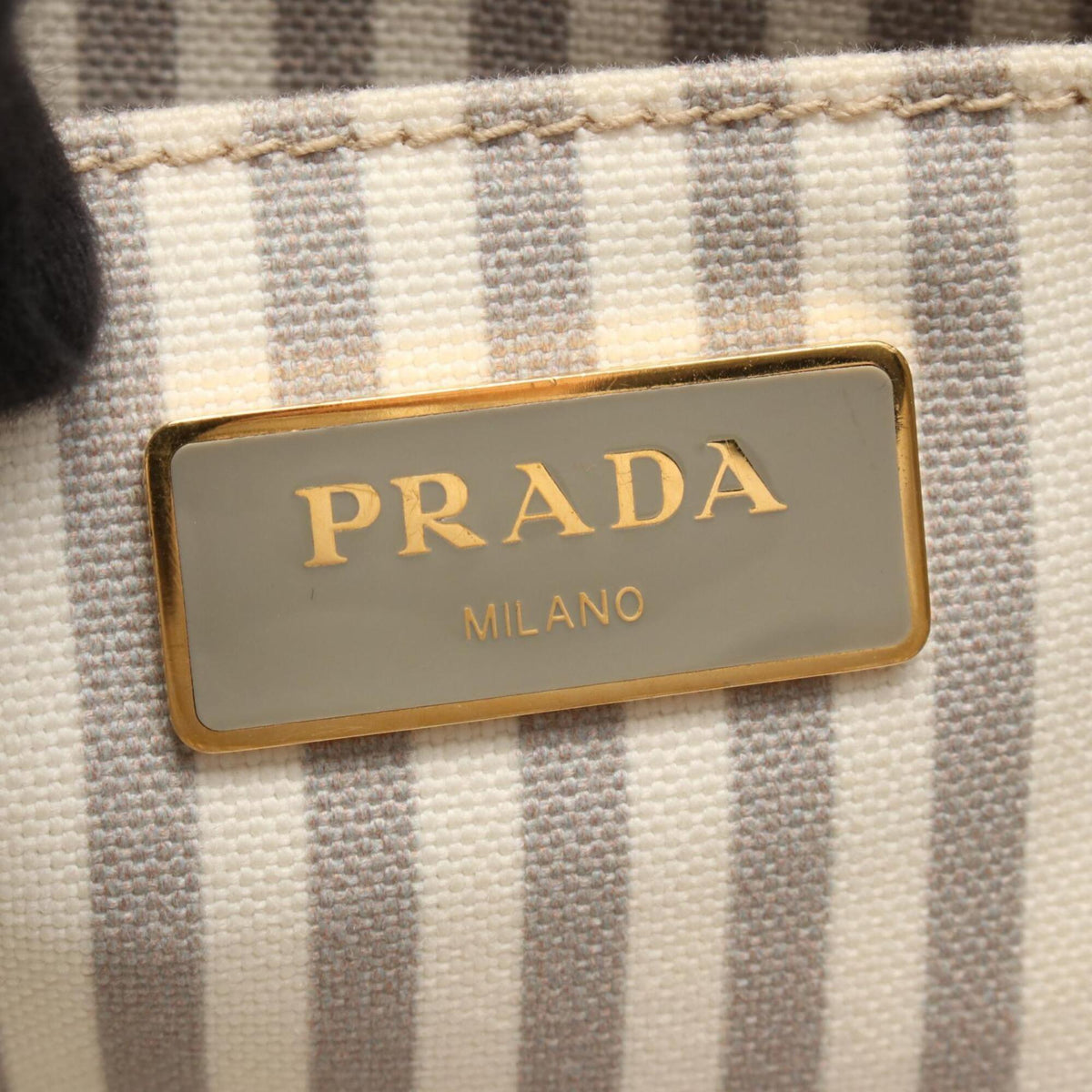Prada Gray Canvas Handbag Tote Bag (Pre-Owned)