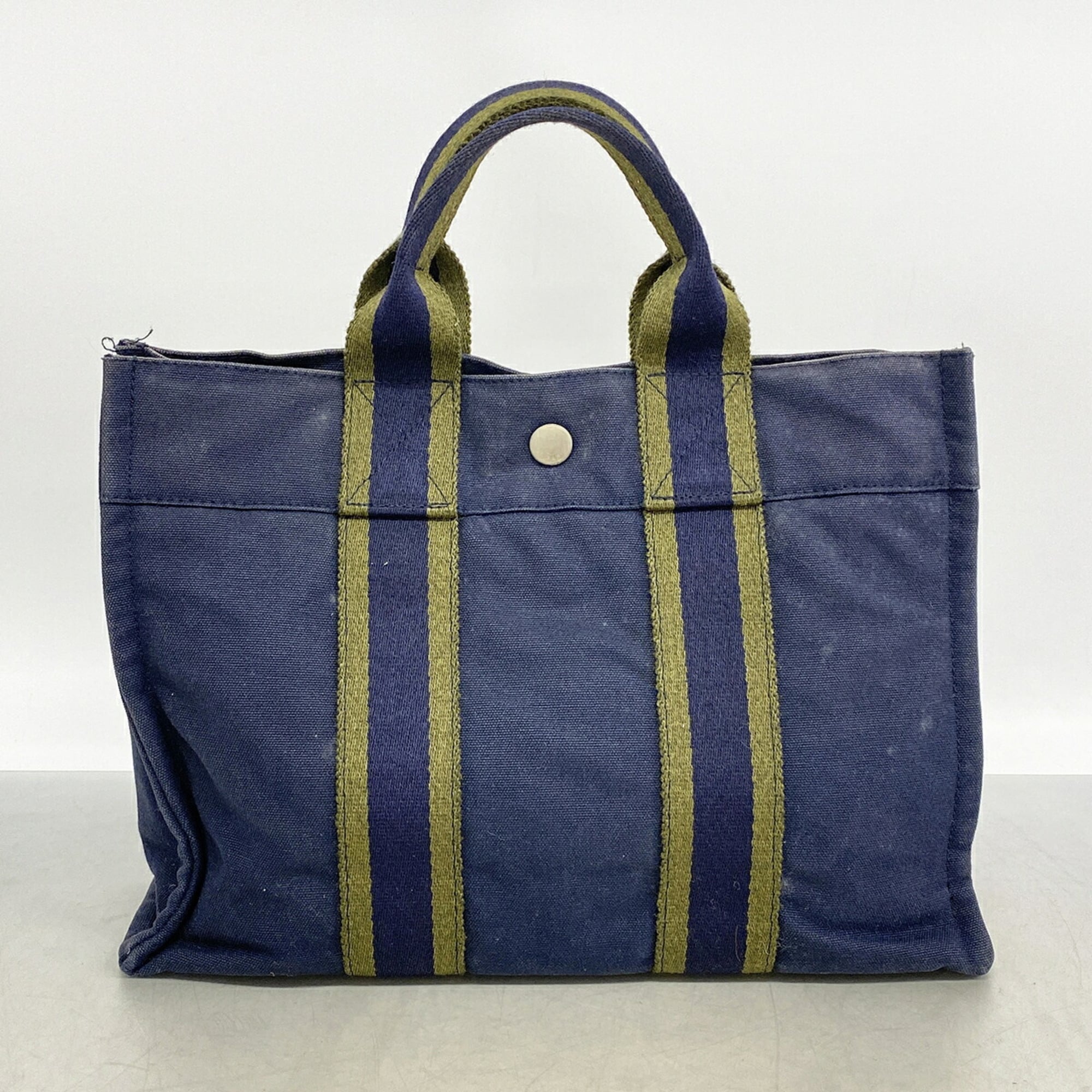 Hermes Navy Canvas Handbag (Pre-Owned)