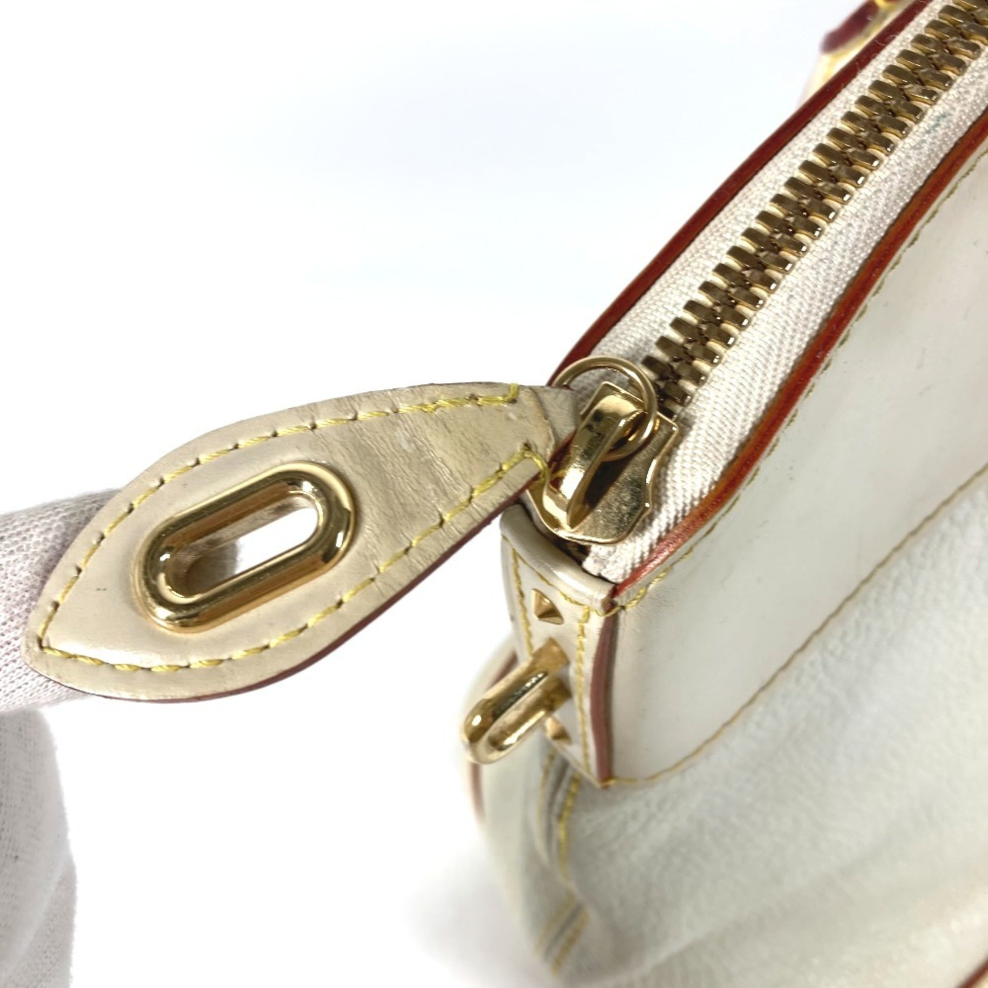 Louis Vuitton Galle White Yellow Suhali Leather Handbag Tote Bag (Pre-Owned)