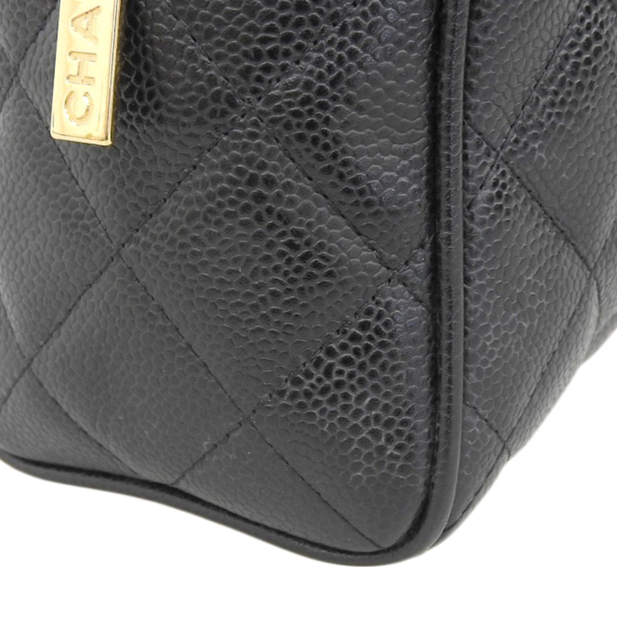 Chanel Black Caviar Leather Boston Bag Handbag (Pre-Owned)