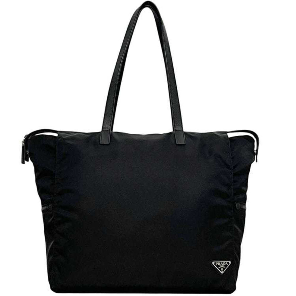 Prada Black Nero Nylon Leather Tote Bag (Pre-Owned)