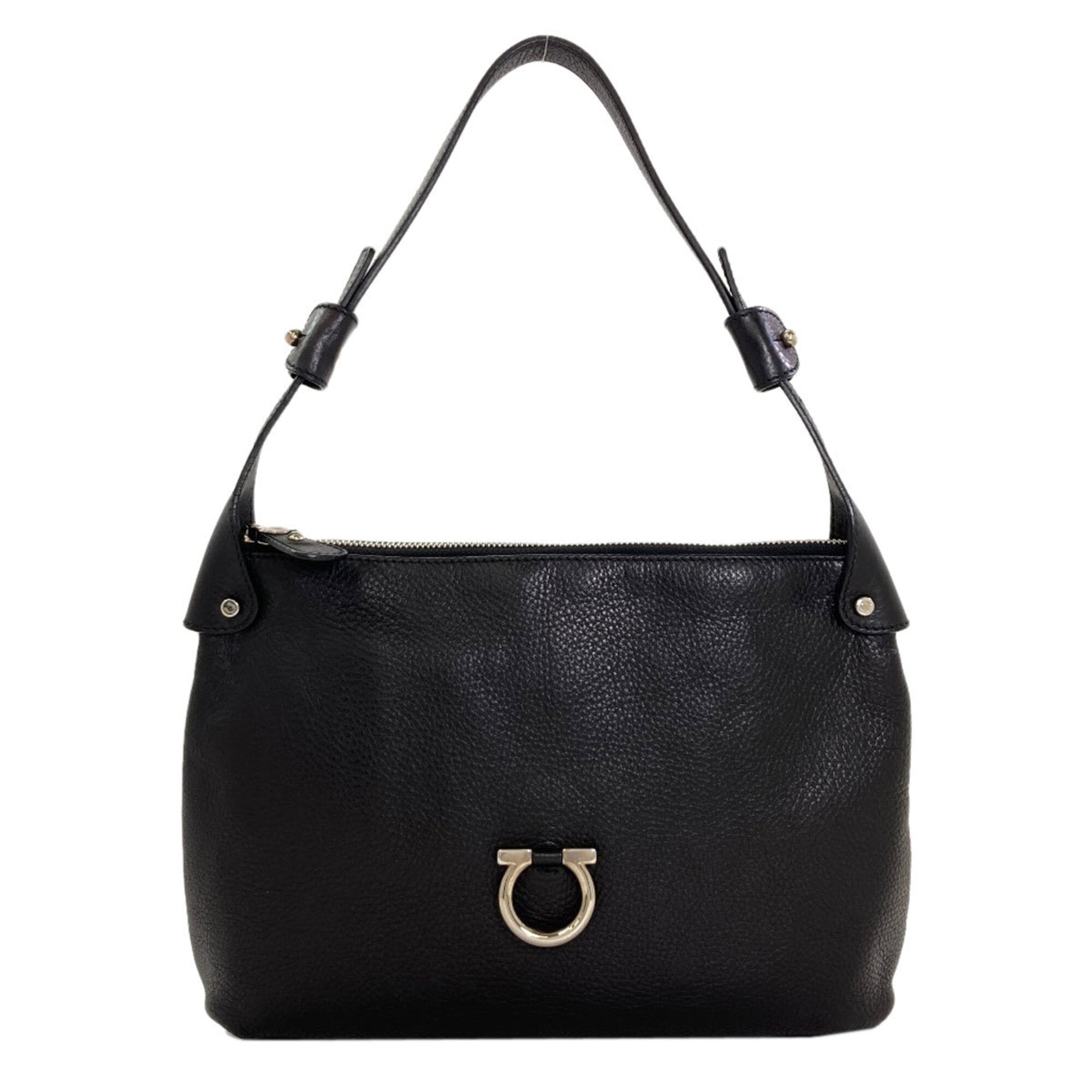 Salvatore Ferragamo Black Leather Shoulder Bag (Pre-Owned)