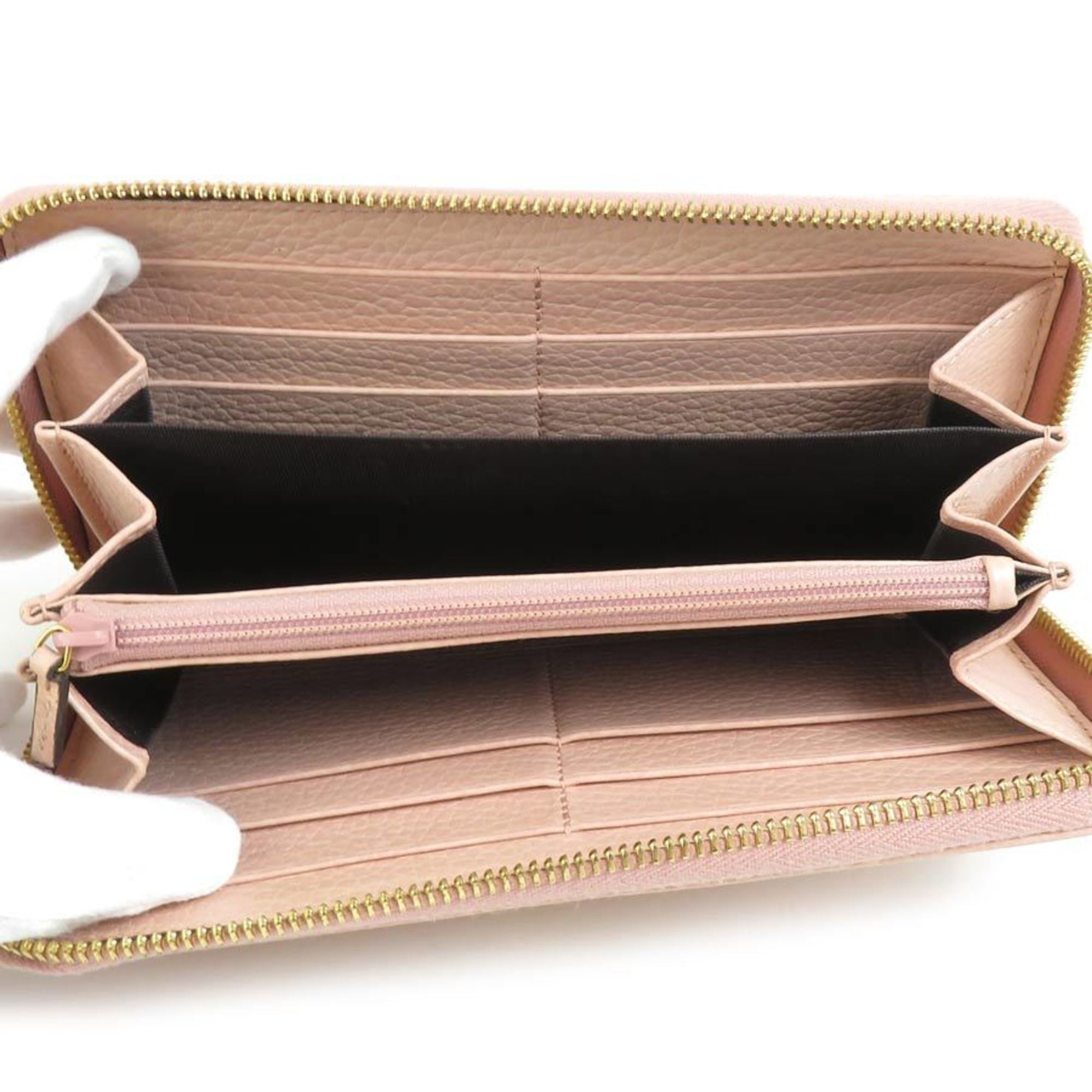 Gucci Pink Beige Leather Long Wallet (Bi-Fold) (Pre-Owned)