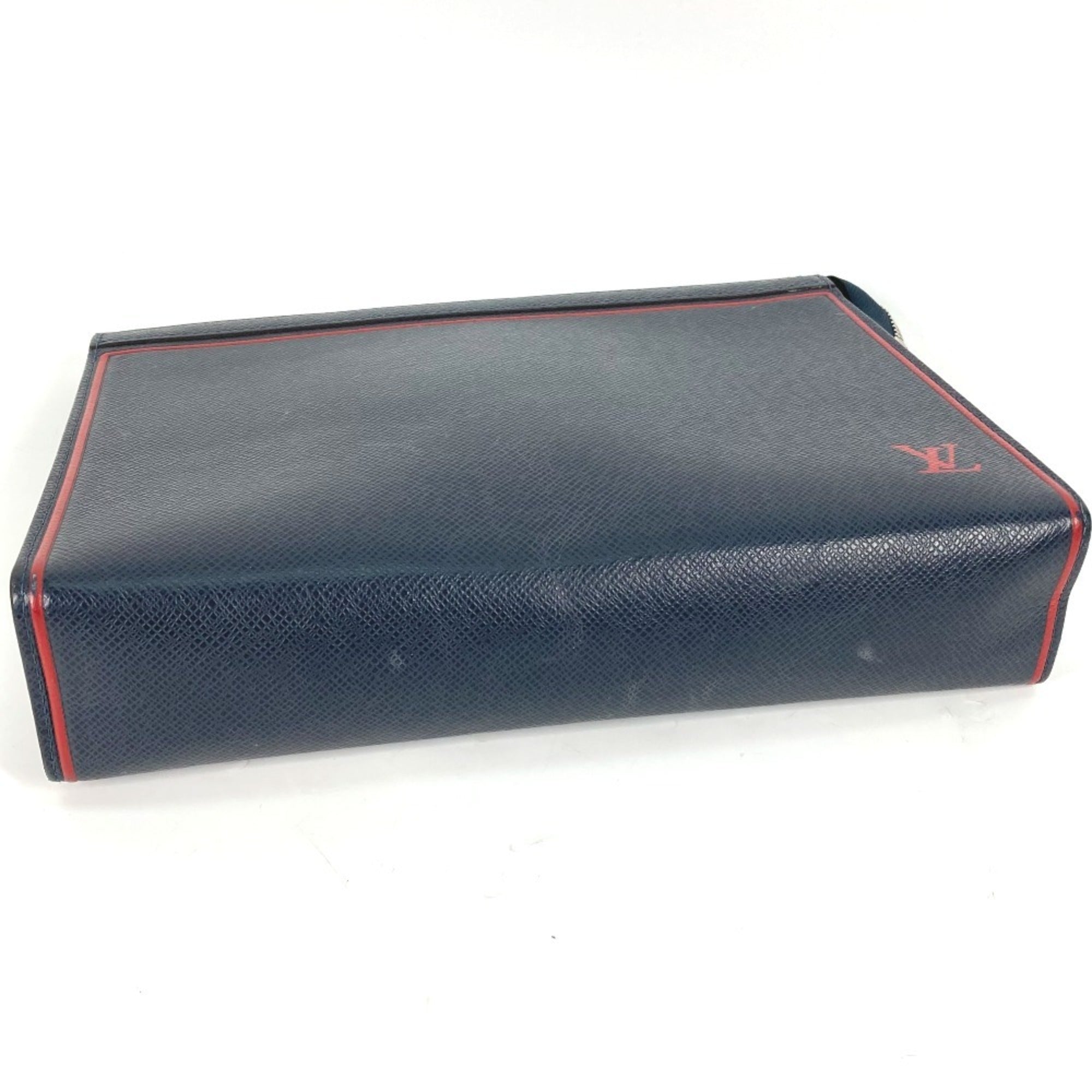 Louis Vuitton Bicolor Navy Navy Blue Red Color Taiga Leather Pochette Pouch (Pre-Owned)