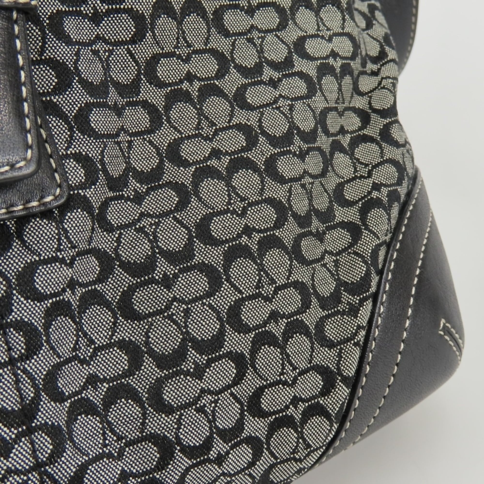 Coach Black Gray Signature Line Shoulder Bag (Pre-Owned)