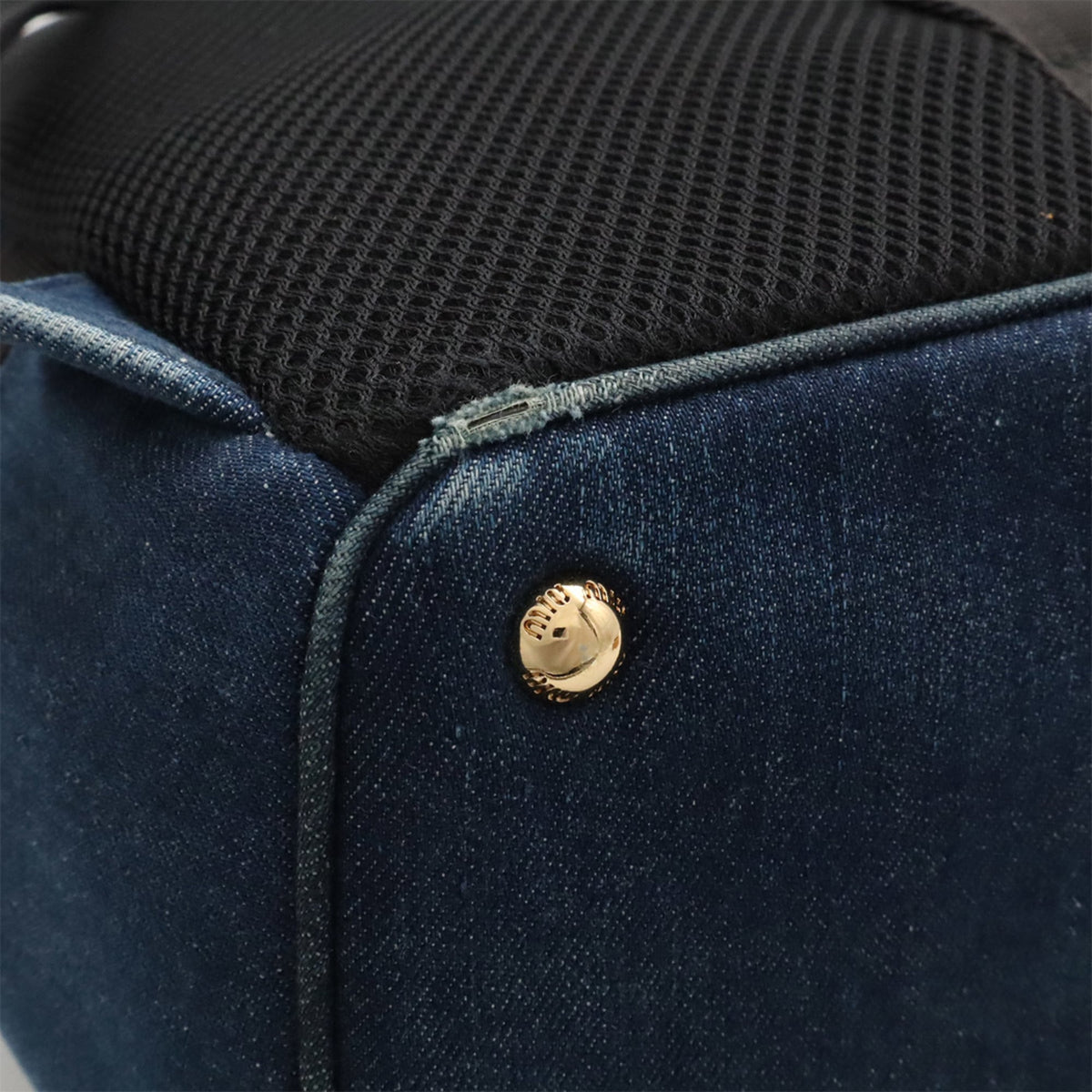 Miu Miu Blue Denim Leather Backpack (Pre-Owned)