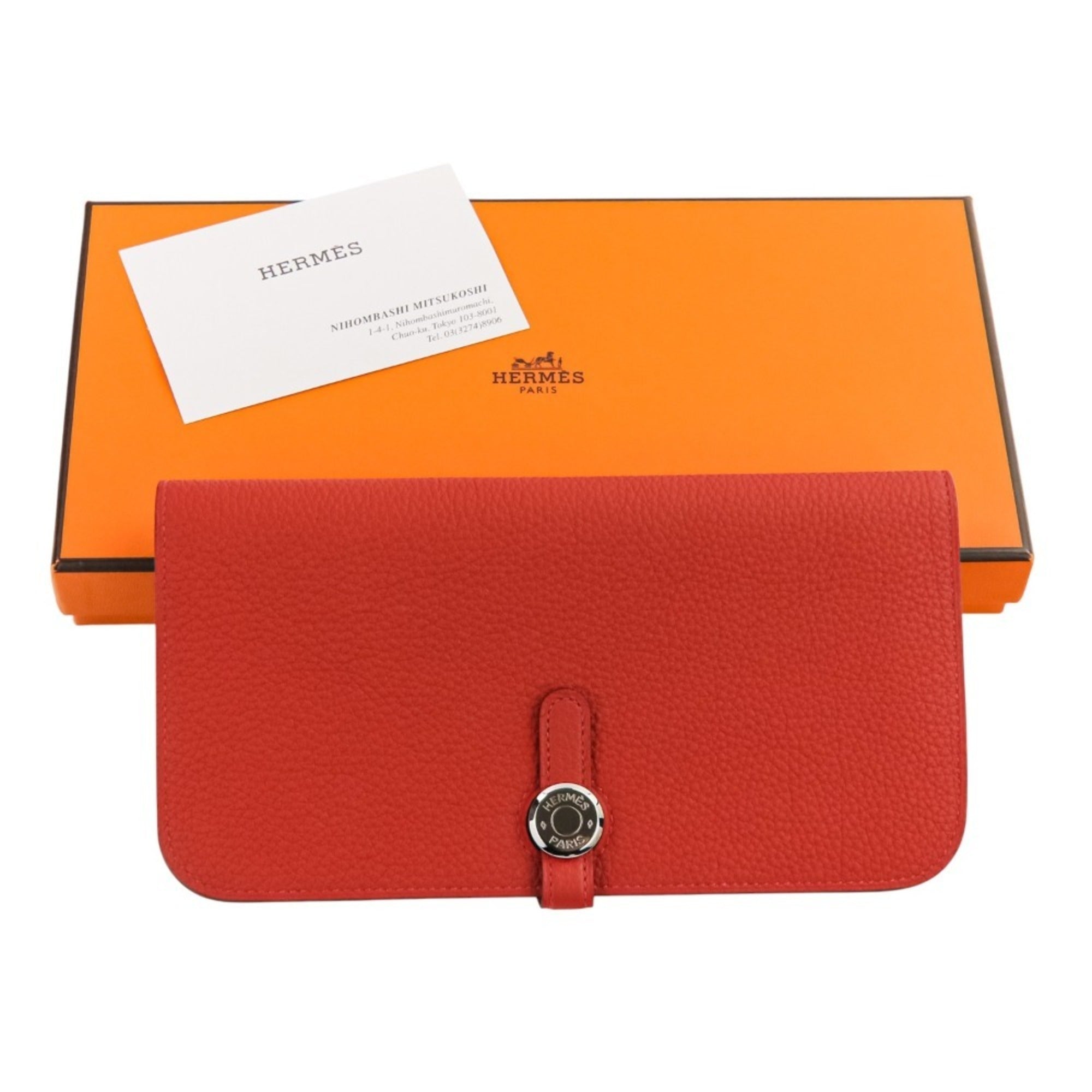 Hermes Red Color Long Wallet (Bi-Fold) (Pre-Owned)