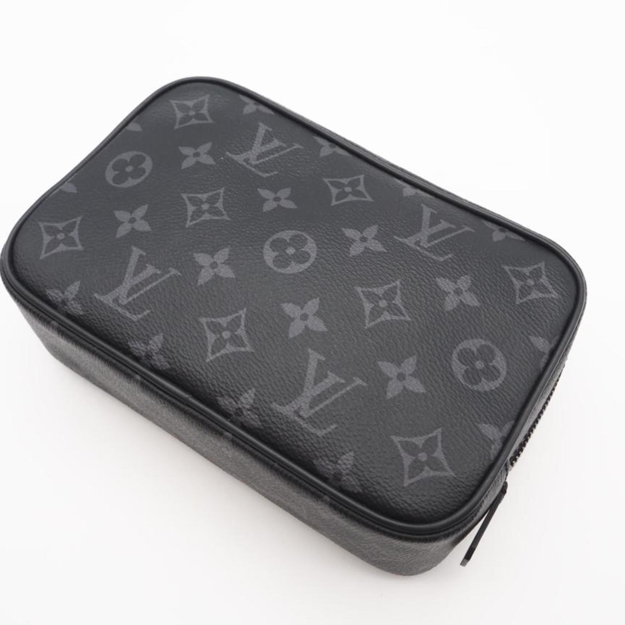 Louis Vuitton Black Gray Coated Canvas Clutch Bag (Pre-Owned)
