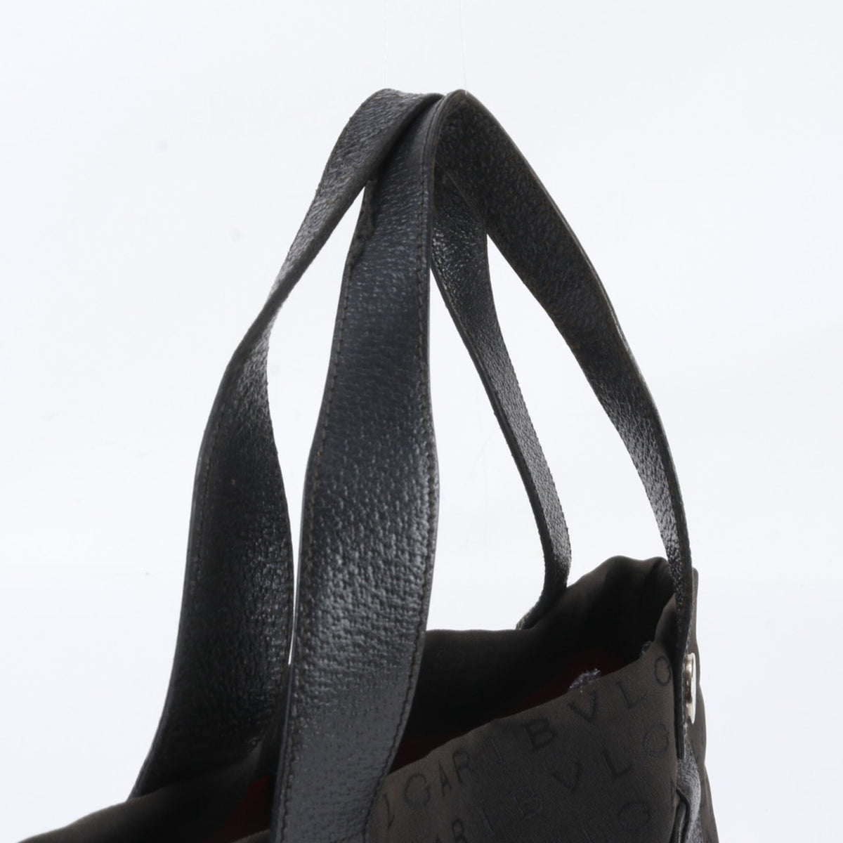Bvlgari Black Leather Canvas Handbag Shoulder Bag Tote Bag (Pre-Owned)