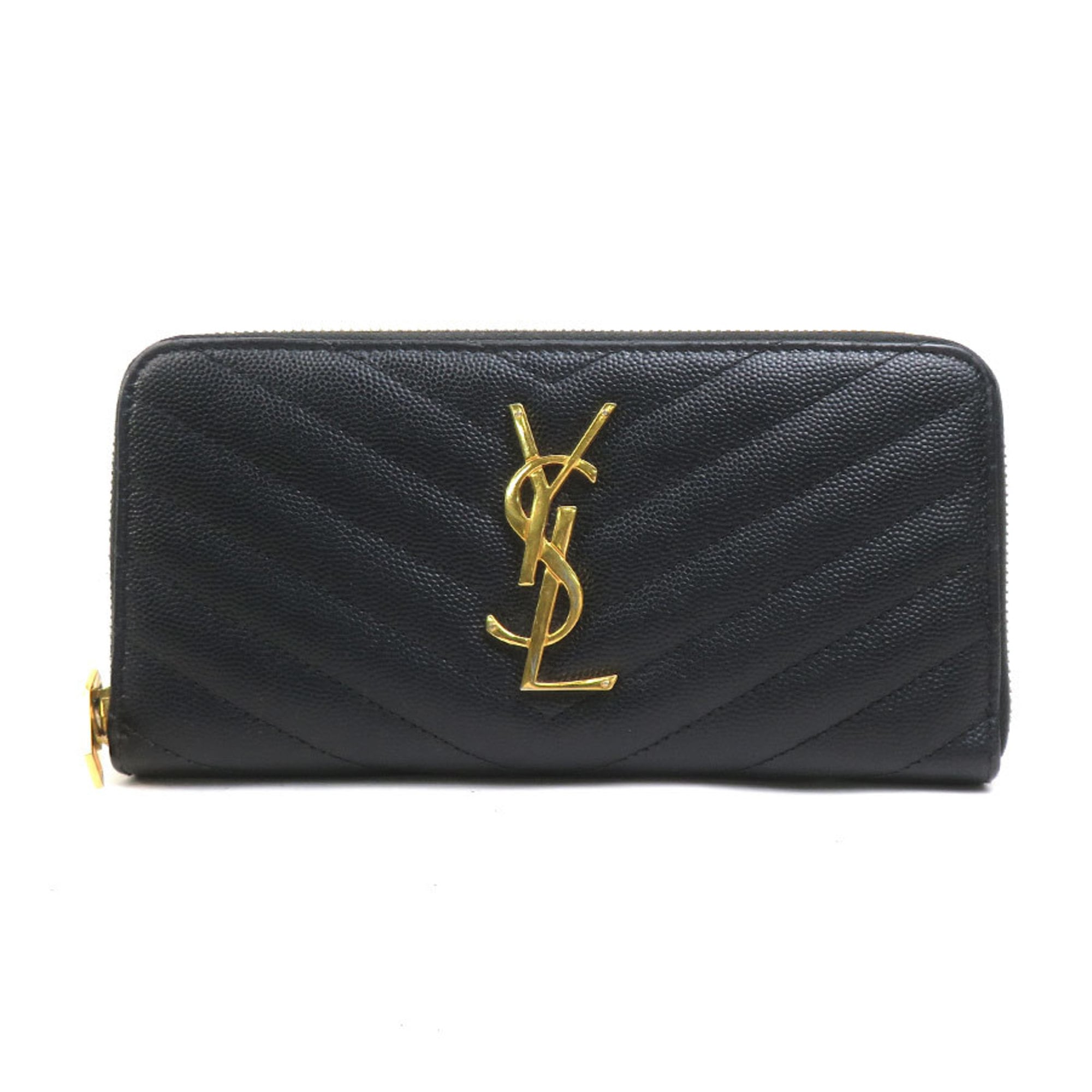 Saint Laurent Black Leather Long Wallet (Bi-Fold) (Pre-Owned)