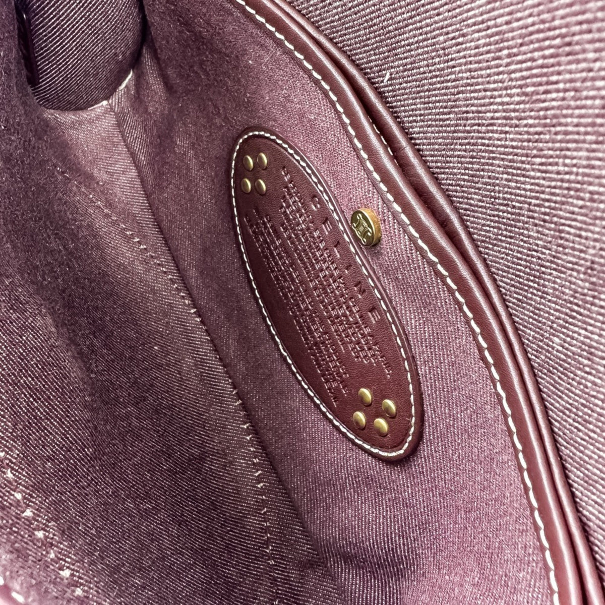 Celine Bordeaux Brown Canvas Leather Handbag Shoulder Bag (Pre-Owned)