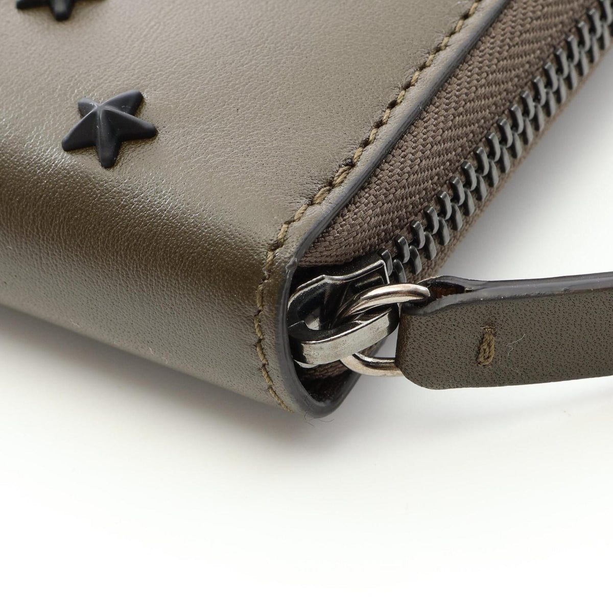 Jimmy Choo Khaki Leather Long Wallet (Bi-Fold) (Pre-Owned)