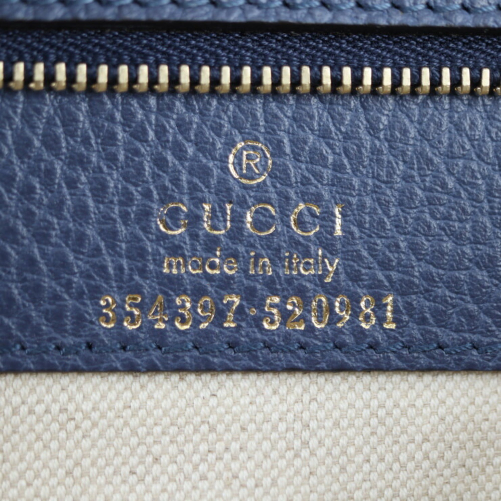 Gucci Navy Leather Handbag Shoulder Bag Tote Bag (Pre-Owned)