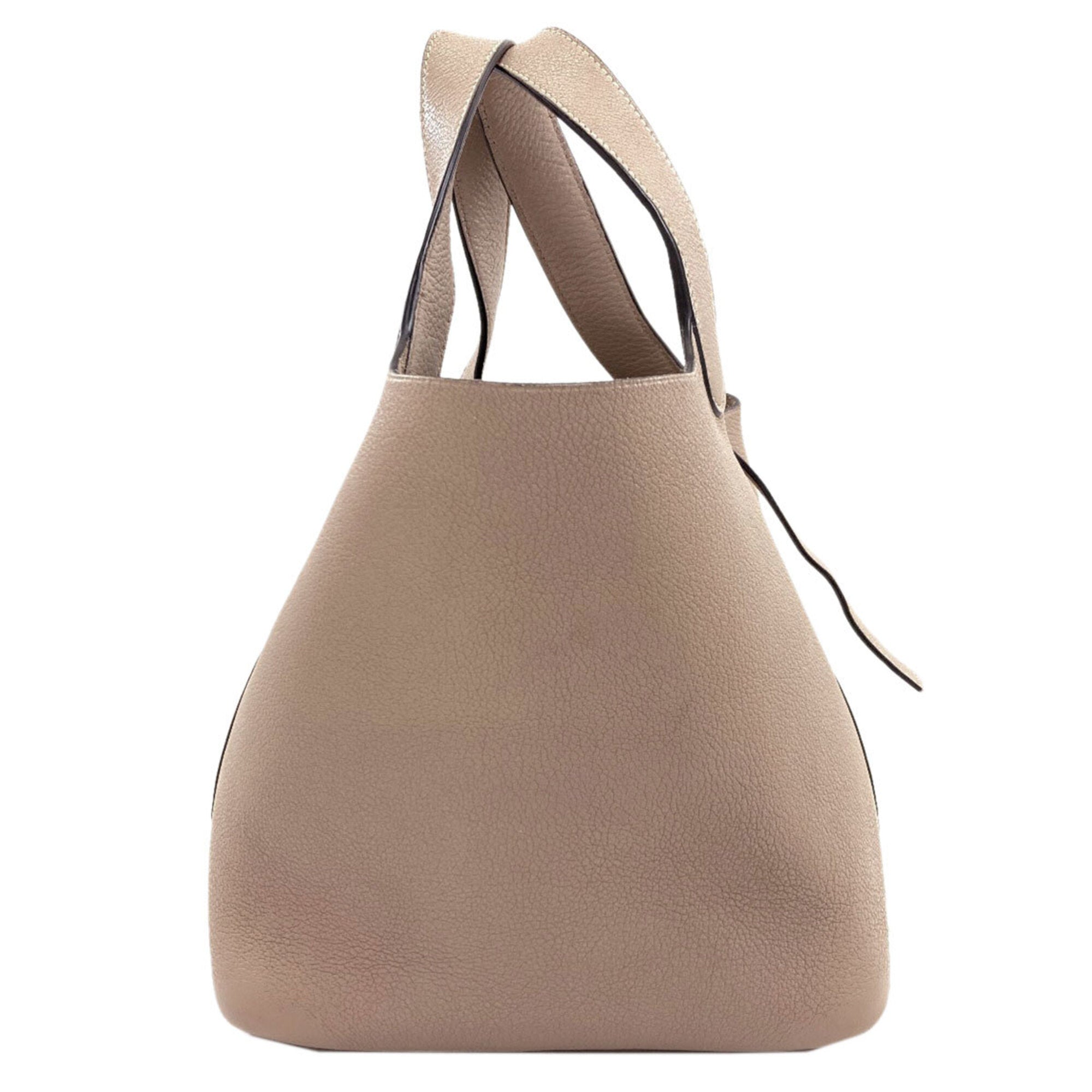 Hermes Gris Tourterelle Chevre Leather Handbag (Pre-Owned)