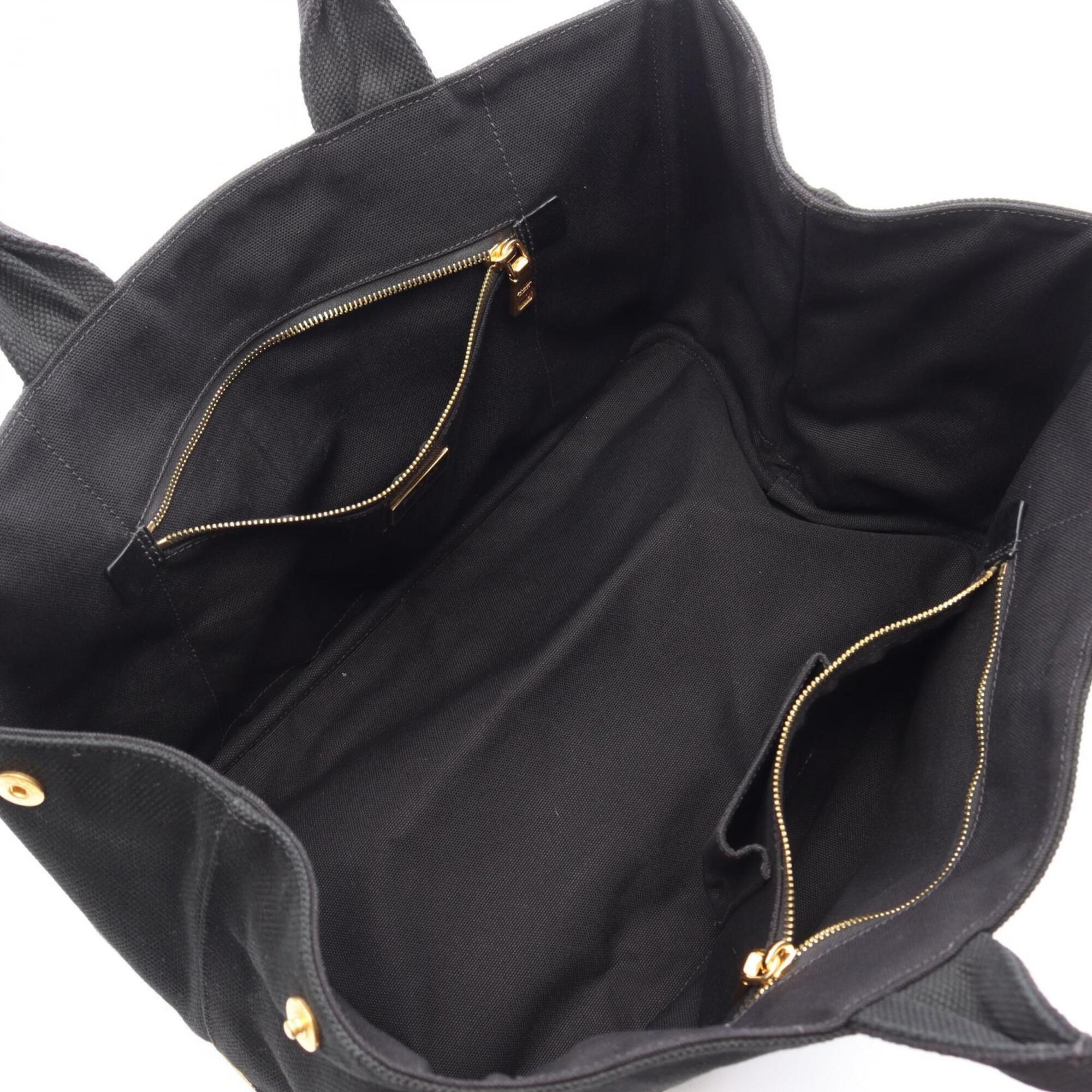 Prada Canapa Black Canvas Handbag Tote Bag (Pre-Owned)