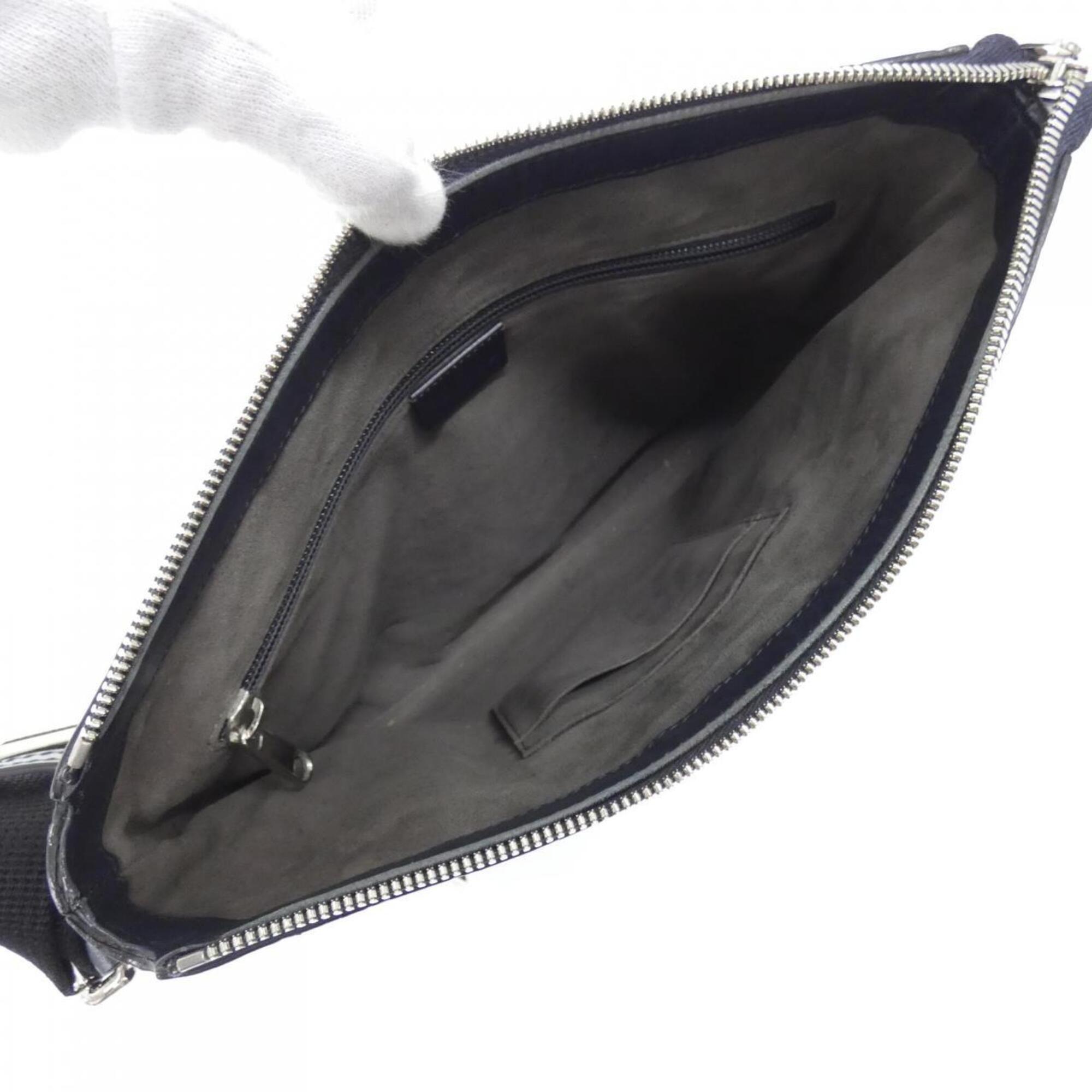 Gucci Navy Gg Leather Shoulder Bag (Pre-Owned)