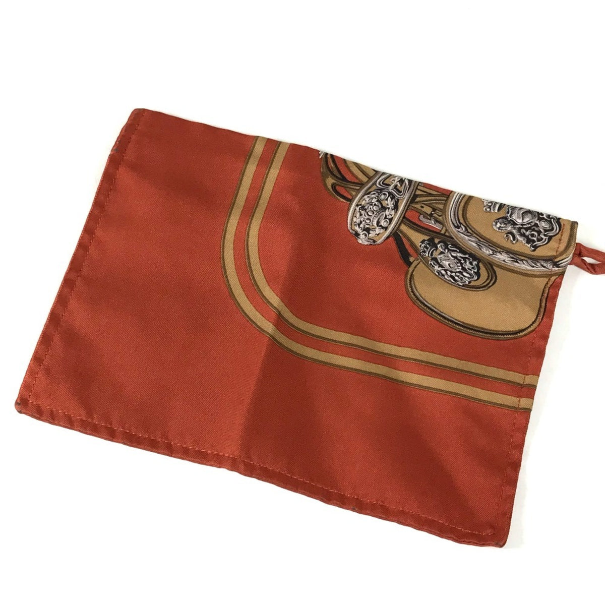 Hermes Orange Silk Leather Pouch Shoulder Bag (Pre-Owned)