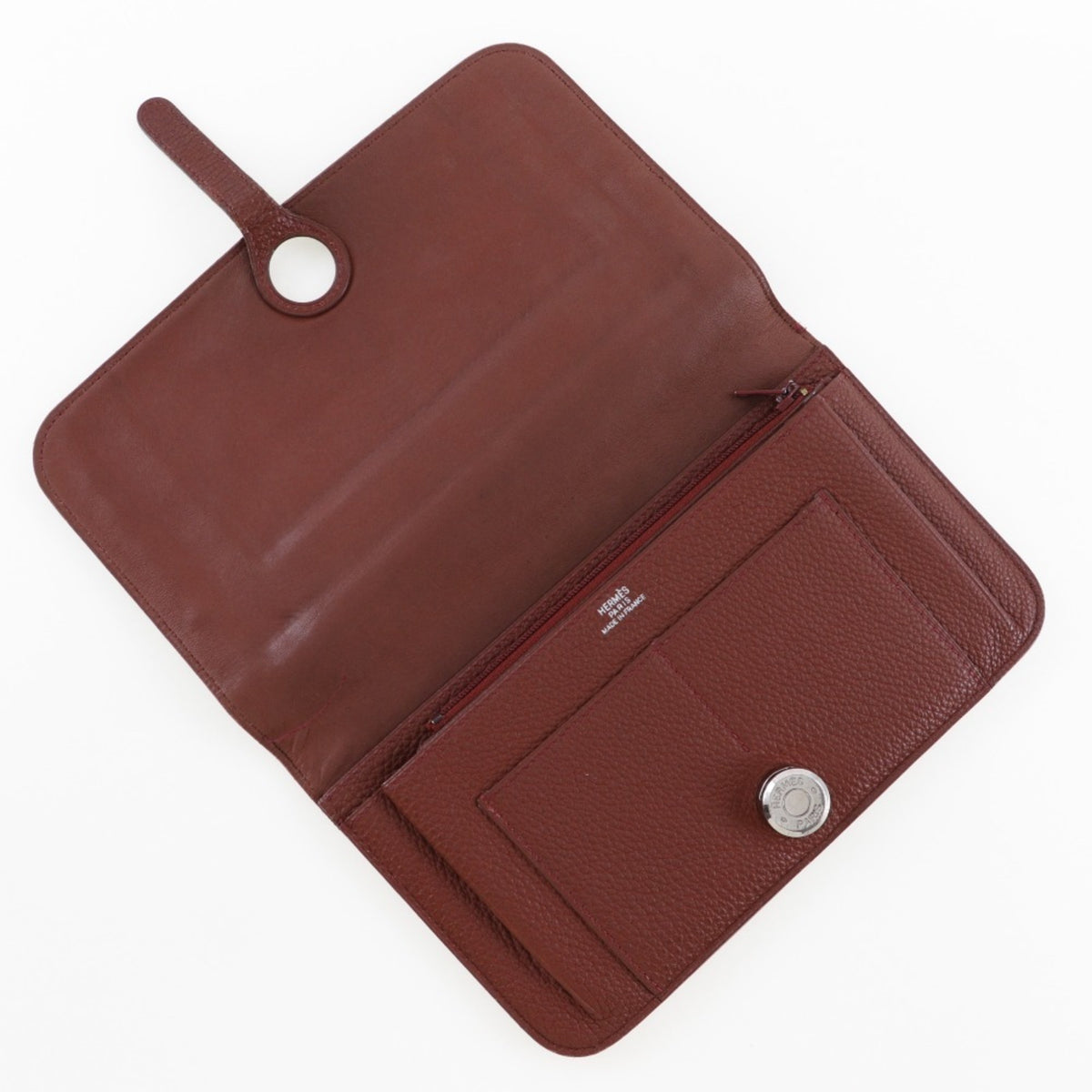 Hermes Bordeaux Taurillon Clemence Leather Coin Purse/Coin Case (Pre-Owned)