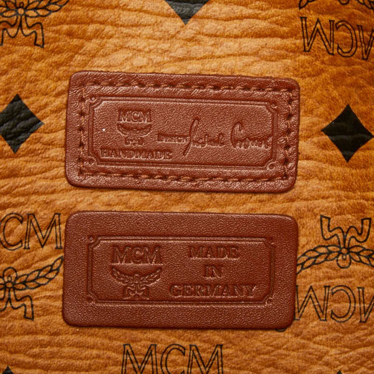 Mcm Visetos Brown Leather Handbag Tote Bag (Pre-Owned)
