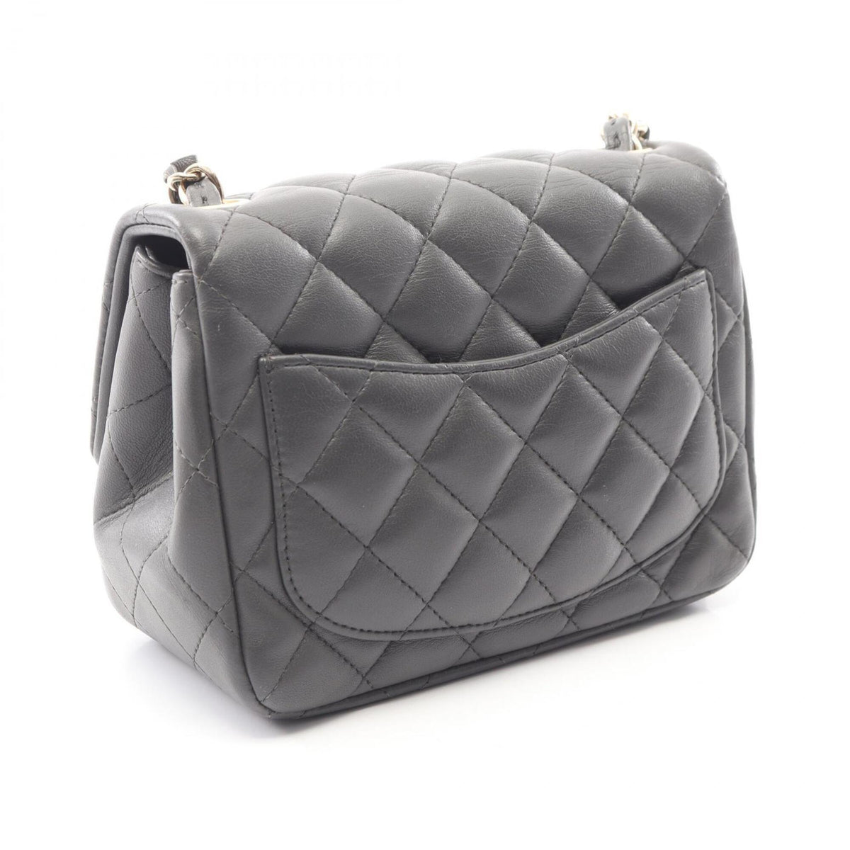 Chanel Gray Leather Handbag Shoulder Bag (Pre-Owned)