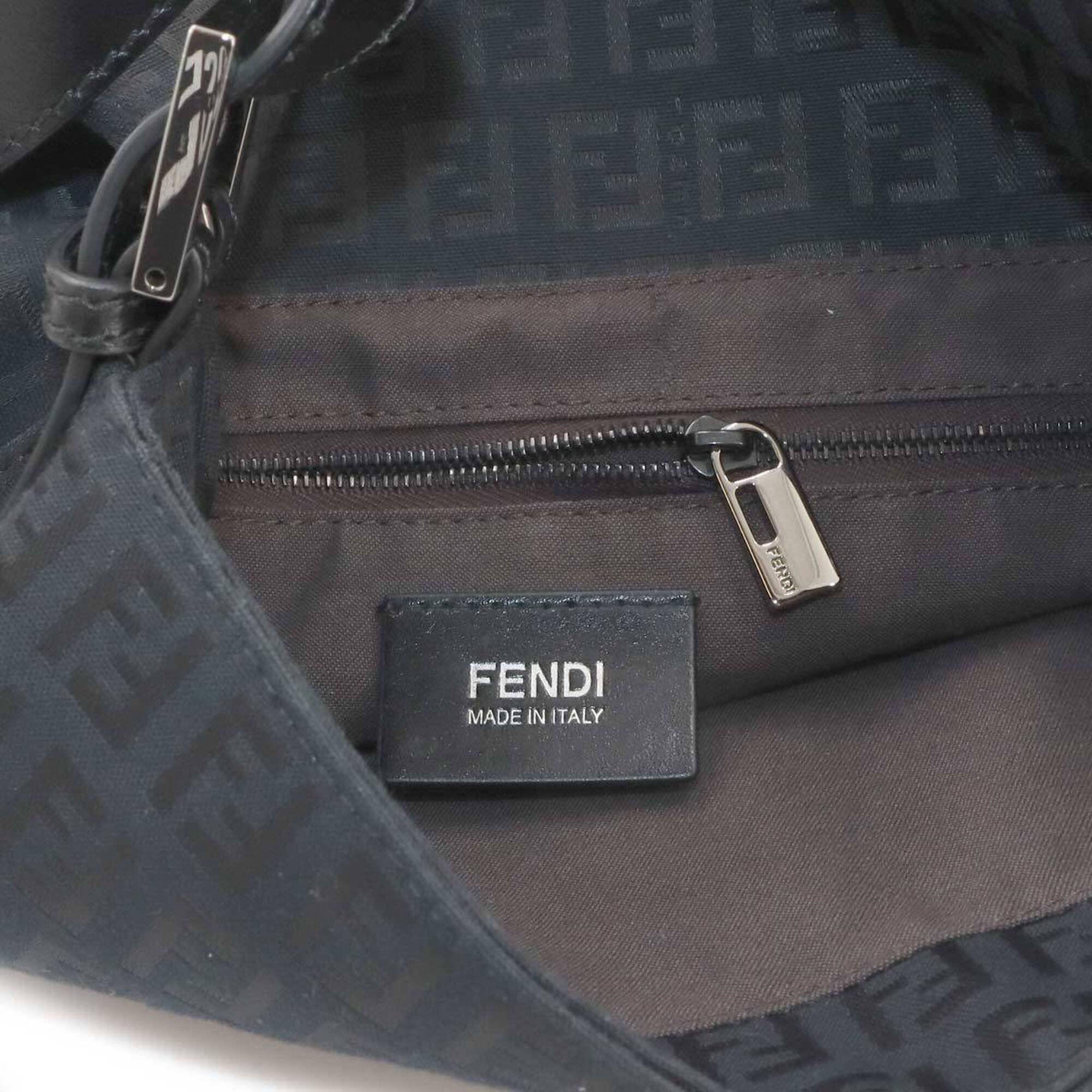 Fendi Black Canvas Leather Shoulder Bag (Pre-Owned)