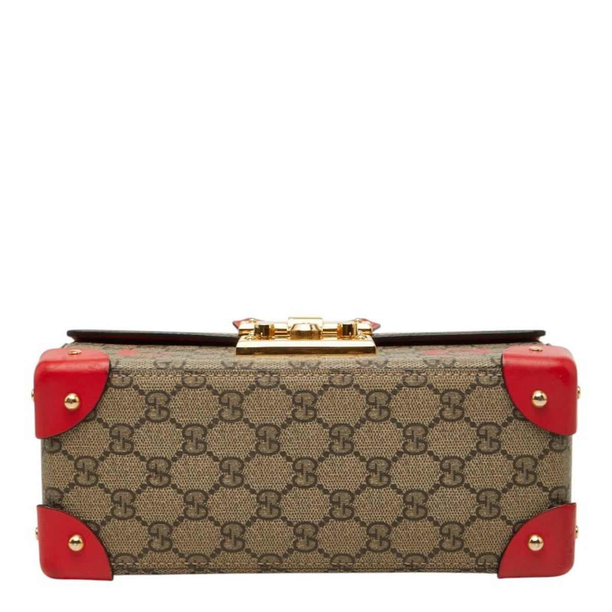 Gucci Beige Red Color Pvc Leather Handbag Shoulder Bag (Pre-Owned)