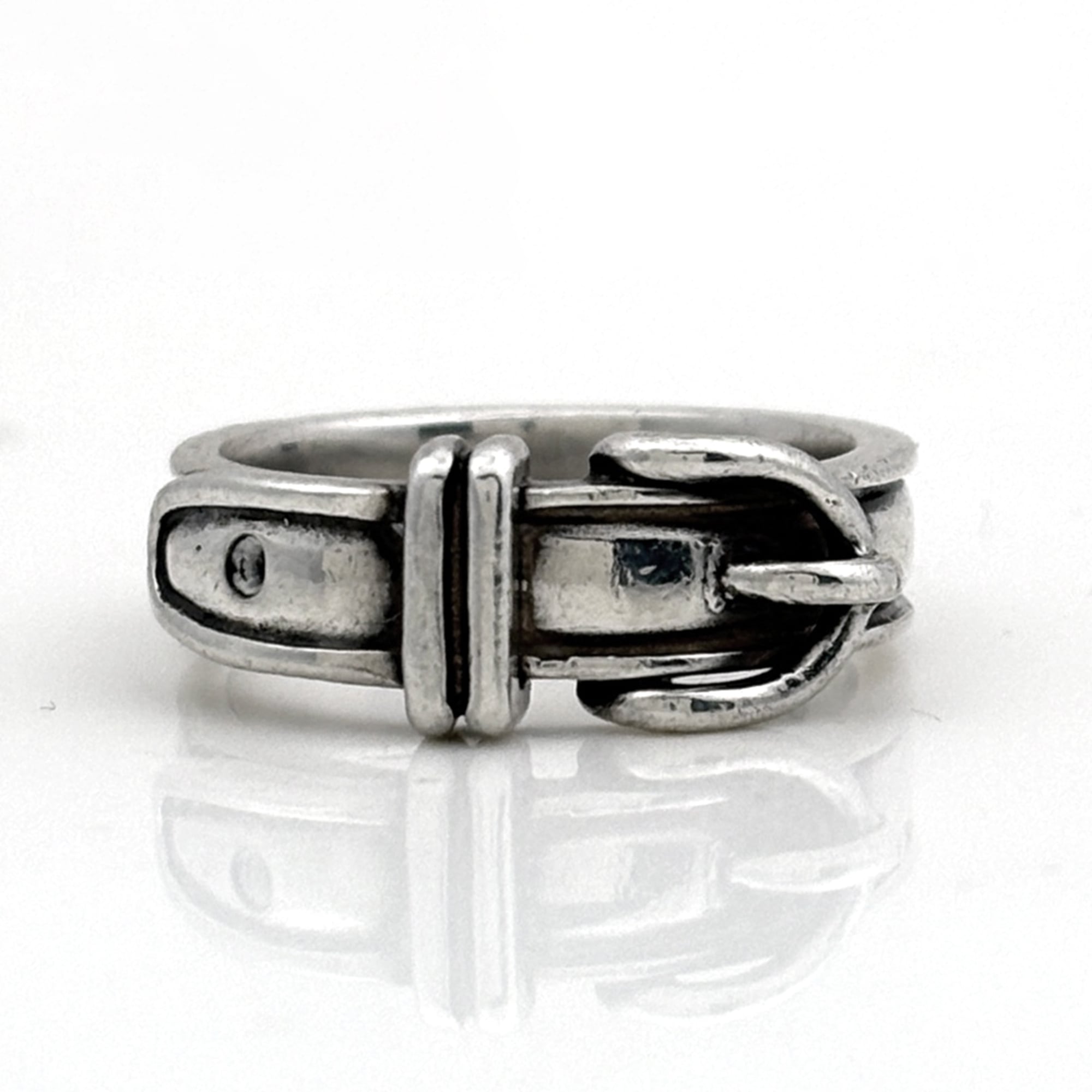 Hermes Silver Silver 925 Band Ring (Pre-Owned)