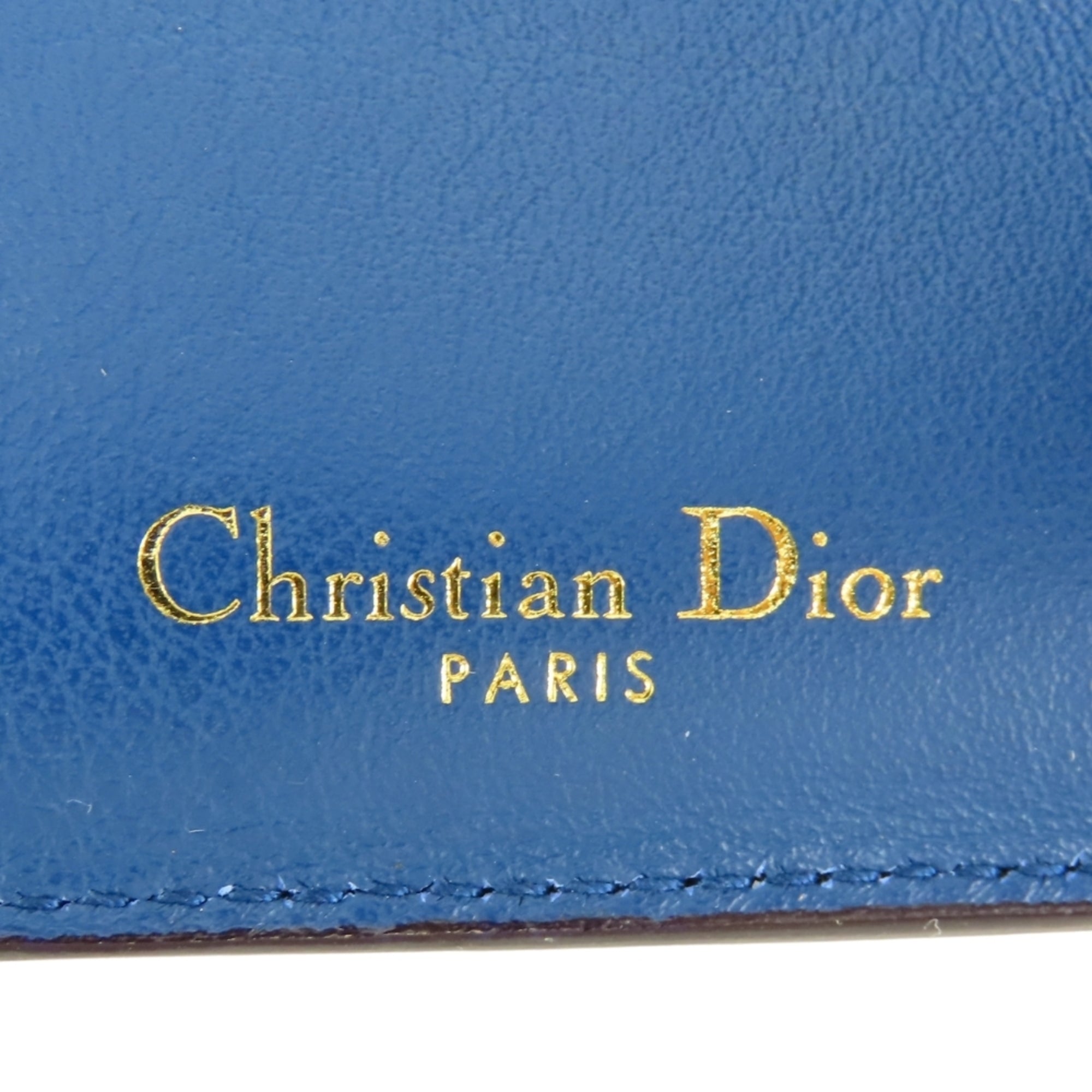 Christian Dior Navy Pink Leather Wallet (Tri-Fold) (Pre-Owned)
