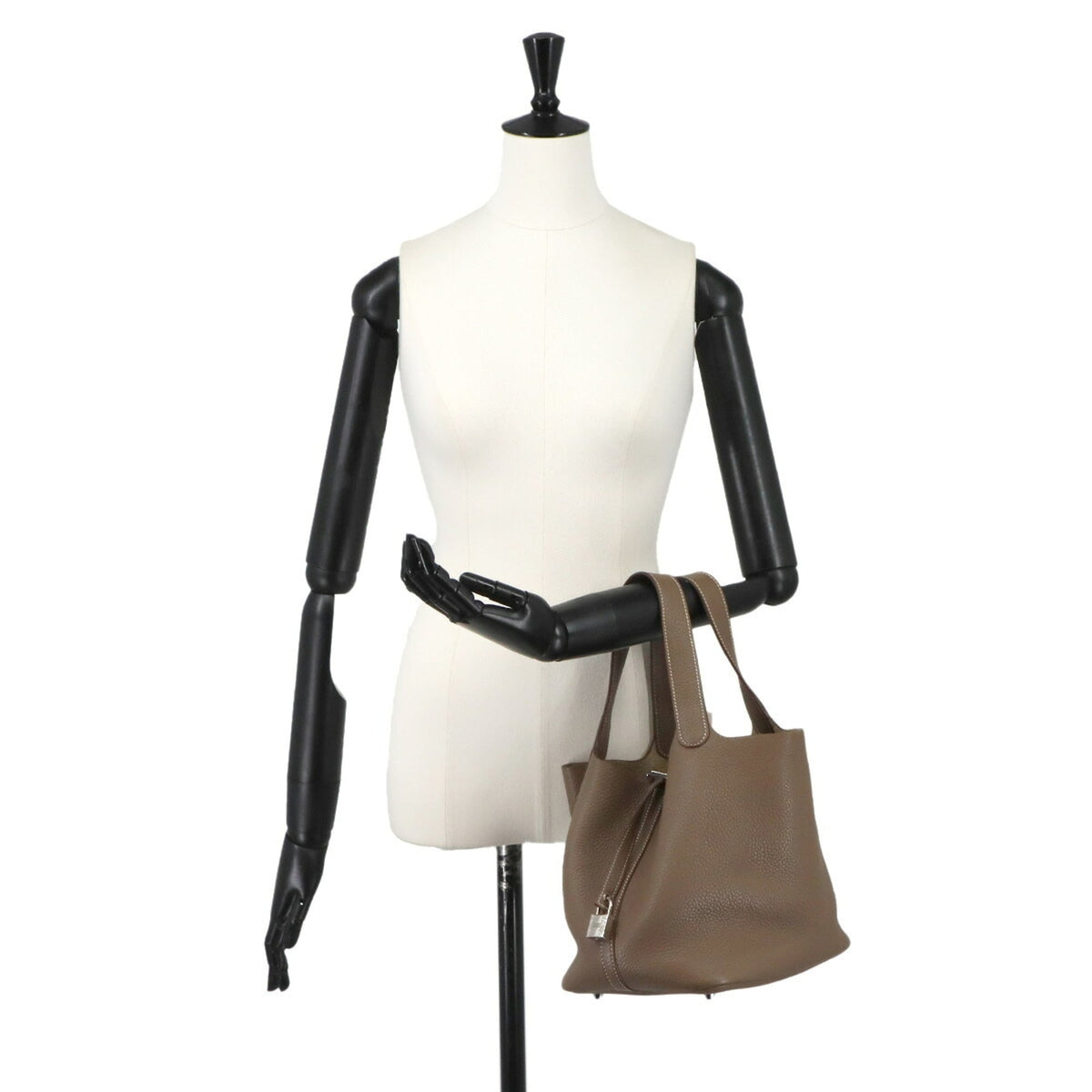 Hermes Picotin Etoupe Gray Taurillon Clemence Leather Handbag (Pre-Owned)