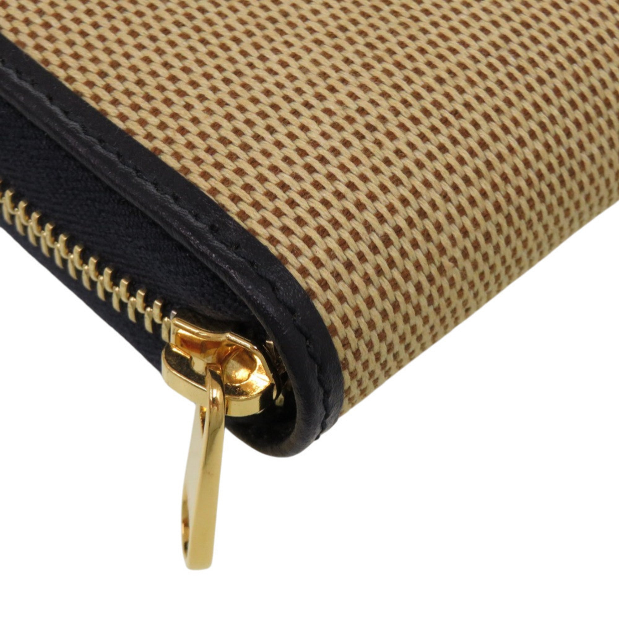 Gucci Beige Navy Canvas Leather Long Wallet (Bi-Fold) (Pre-Owned)
