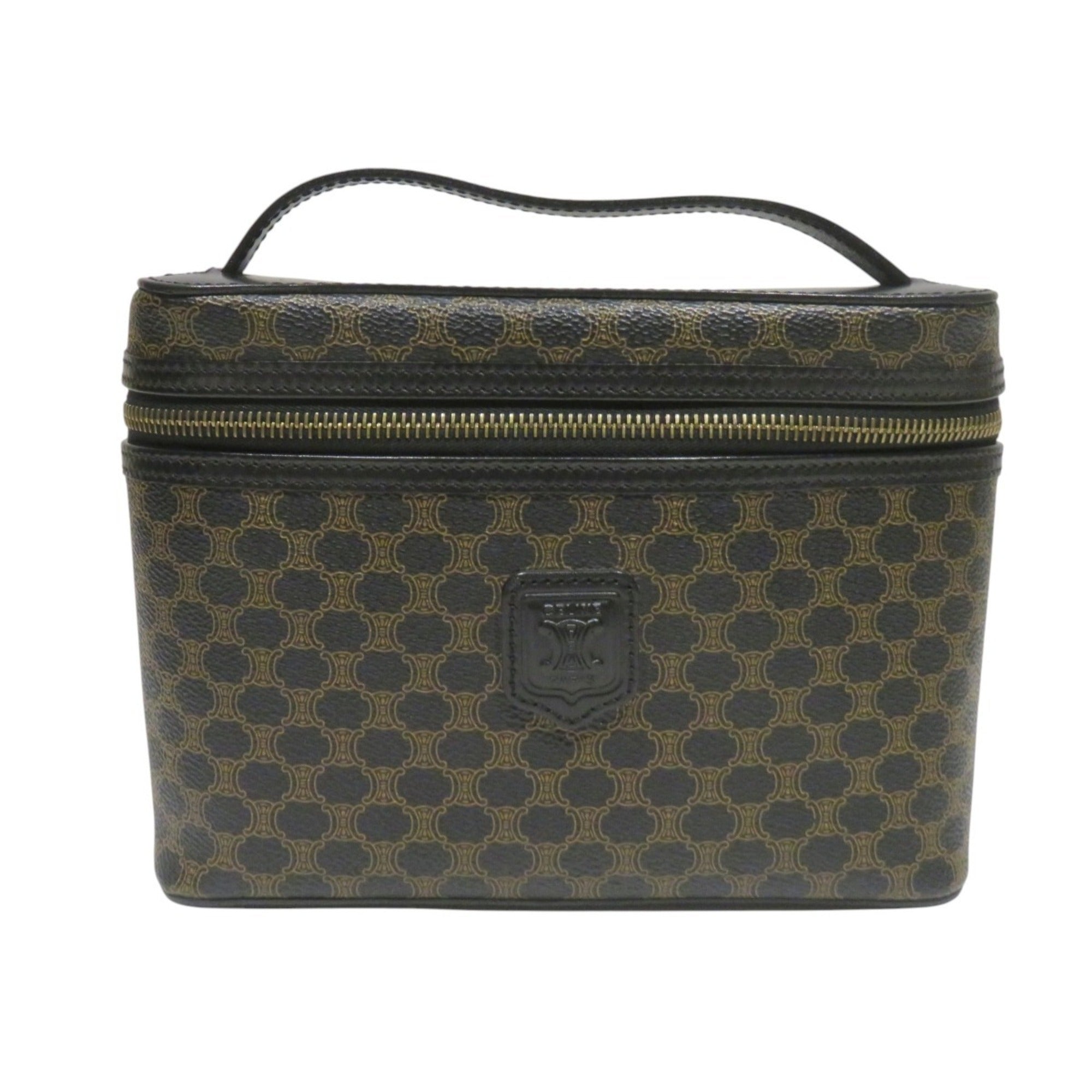 Celine Macadam Black Brown Pvc Leather Vanity Bag (Pre-Owned)