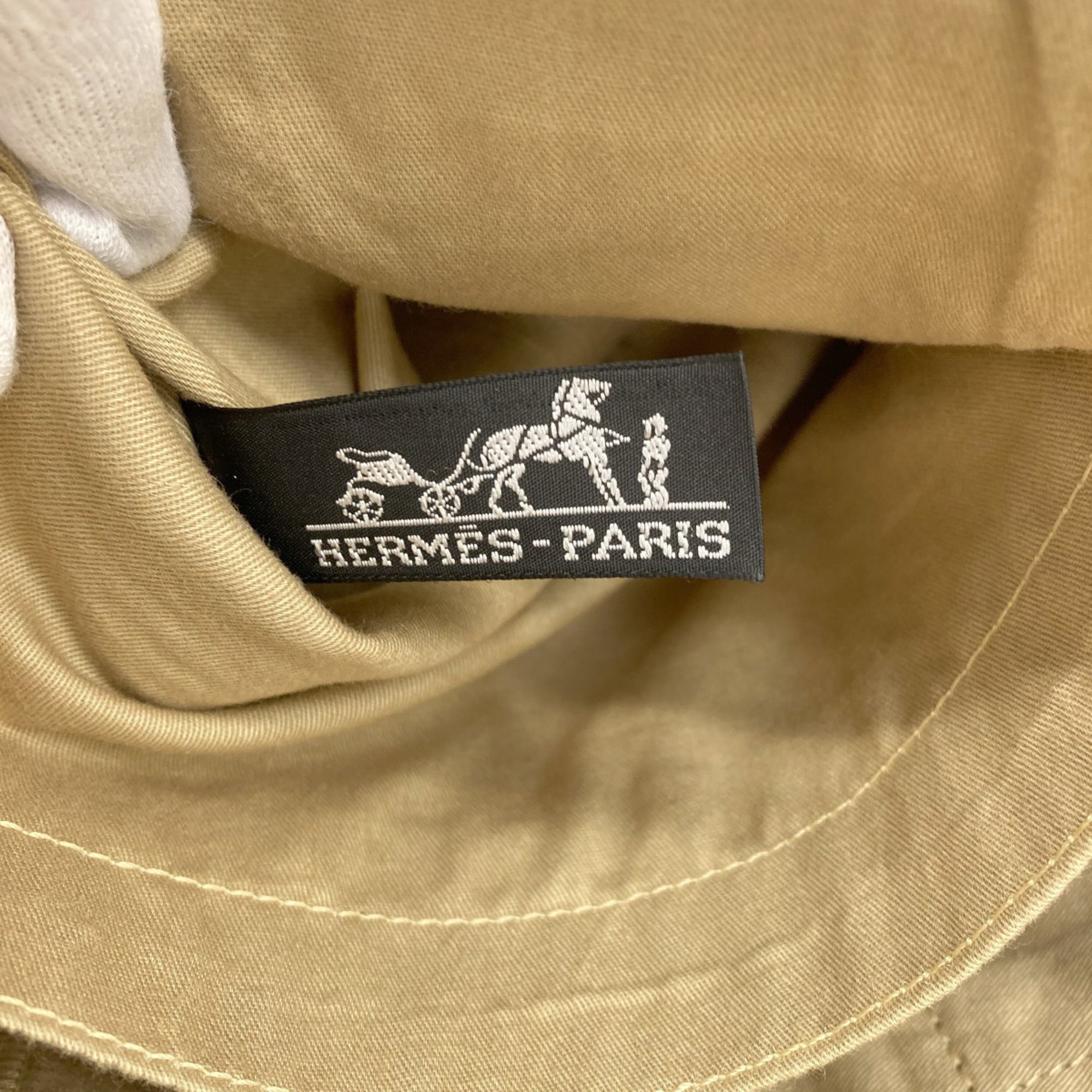 Hermes Beige Canvas Leather Tote Bag (Pre-Owned)