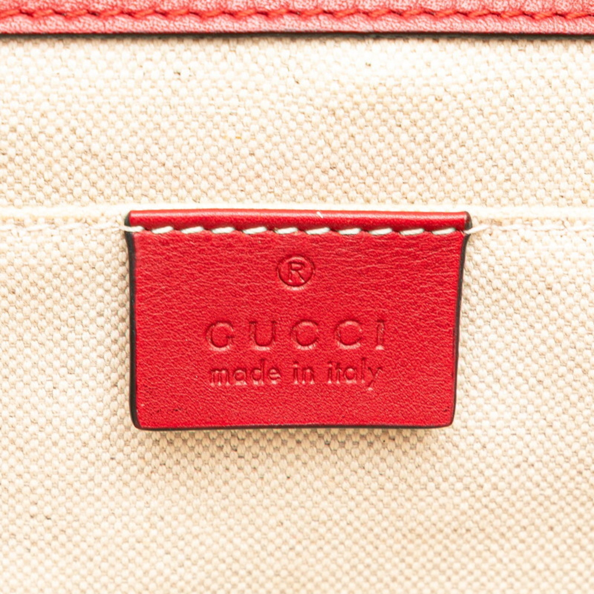Gucci Red Color Leather Handbag Shoulder Bag (Pre-Owned)
