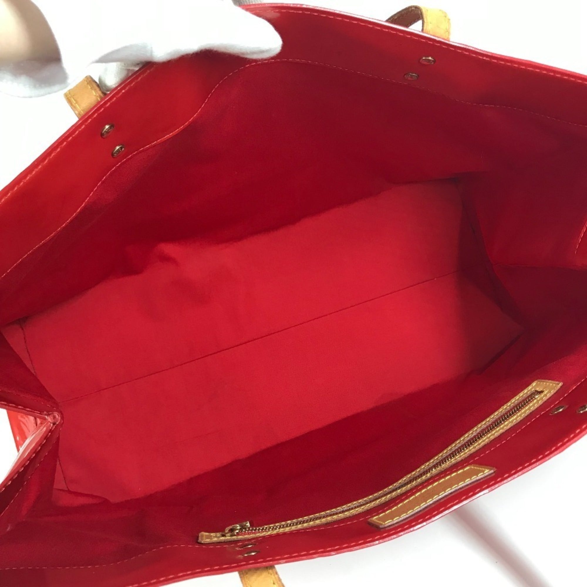 Louis Vuitton Red Color Rouge Monogram Vernis Canvas Boston Bag Shoulder Bag Tote Bag (Pre-Owned)