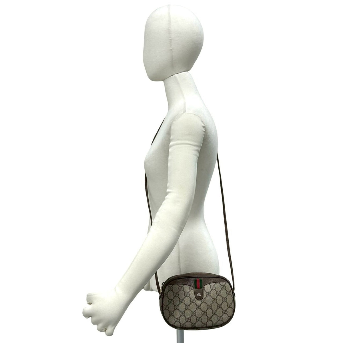 Gucci Brown Green Red Color Pvc Leather Pochette Shoulder Bag (Pre-Owned)