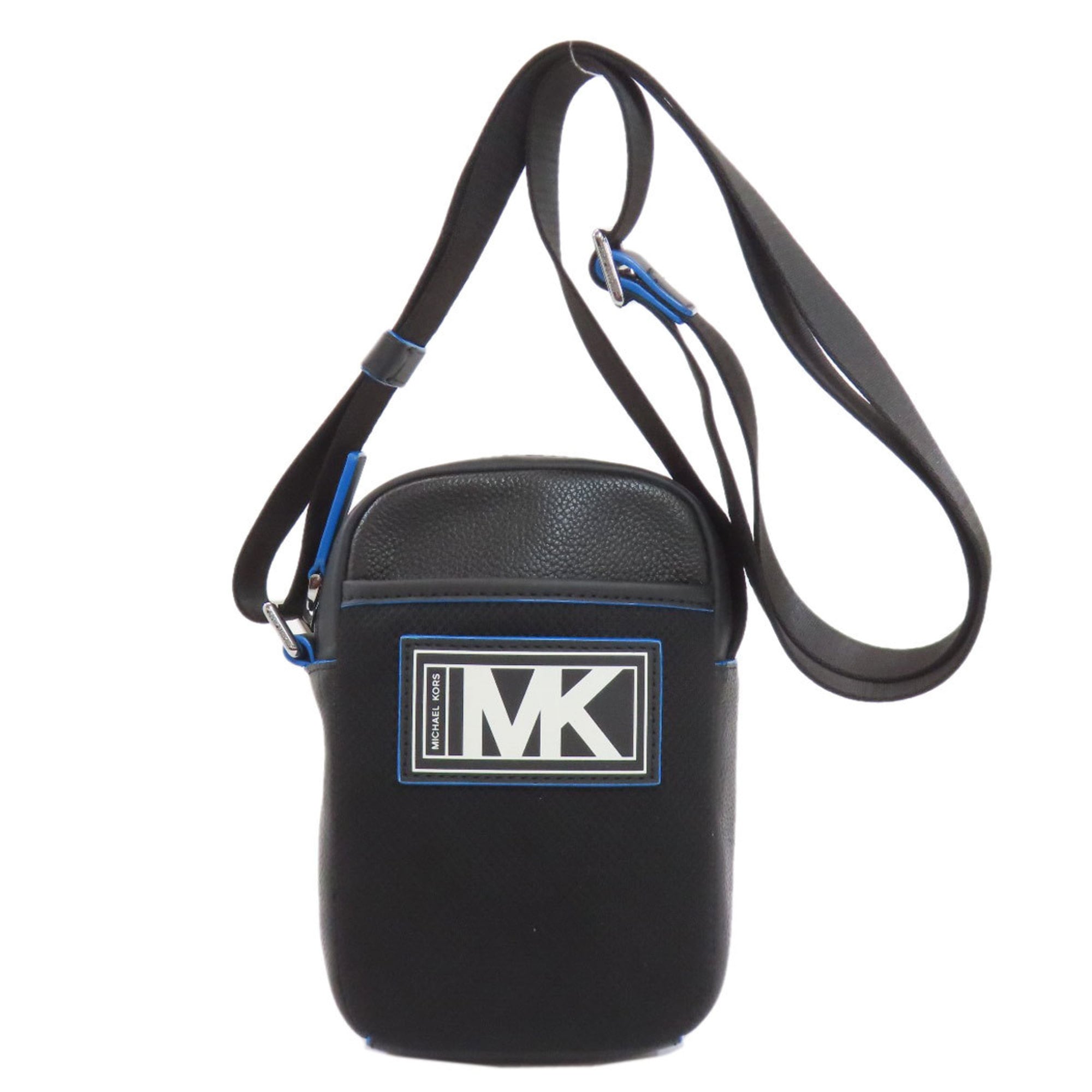 Michael Kors Black Blue Leather Nylon Shoulder Bag (Pre-Owned)