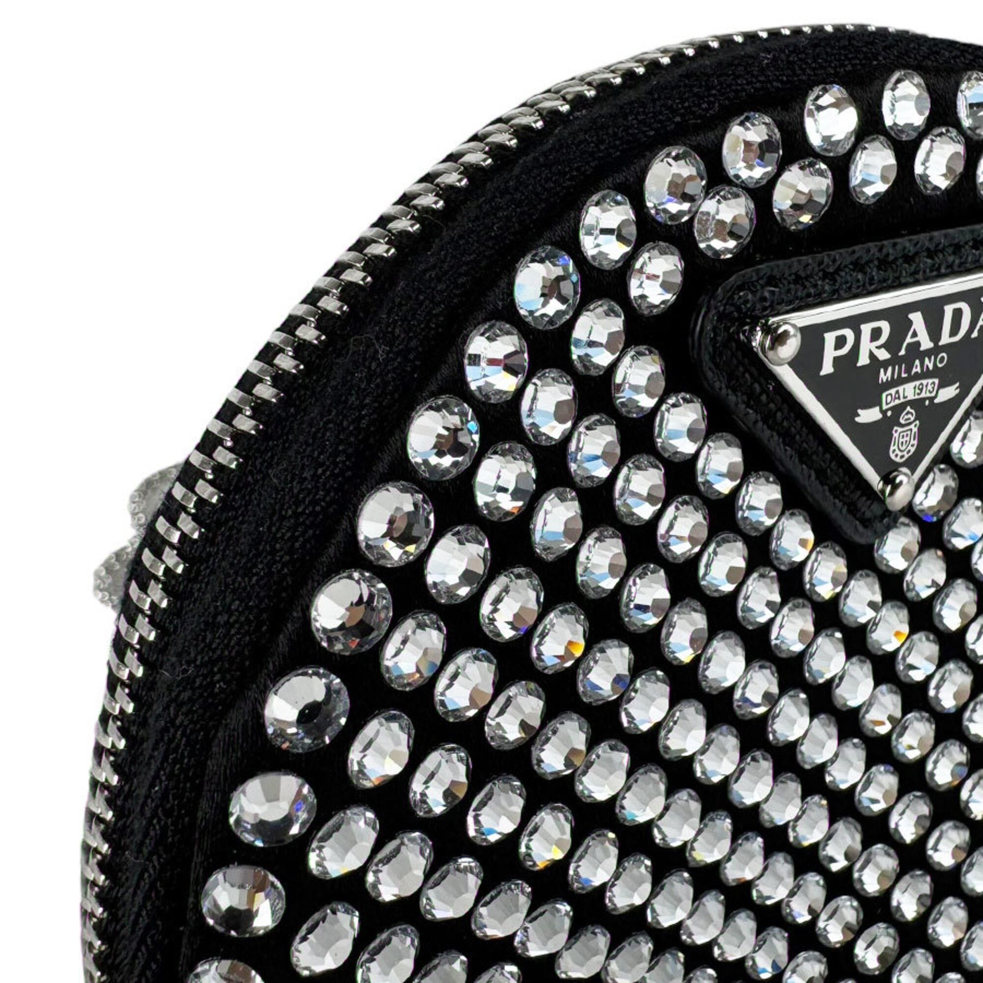 Prada Black Satin Rhinestone Shoulder Bag (Pre-Owned)
