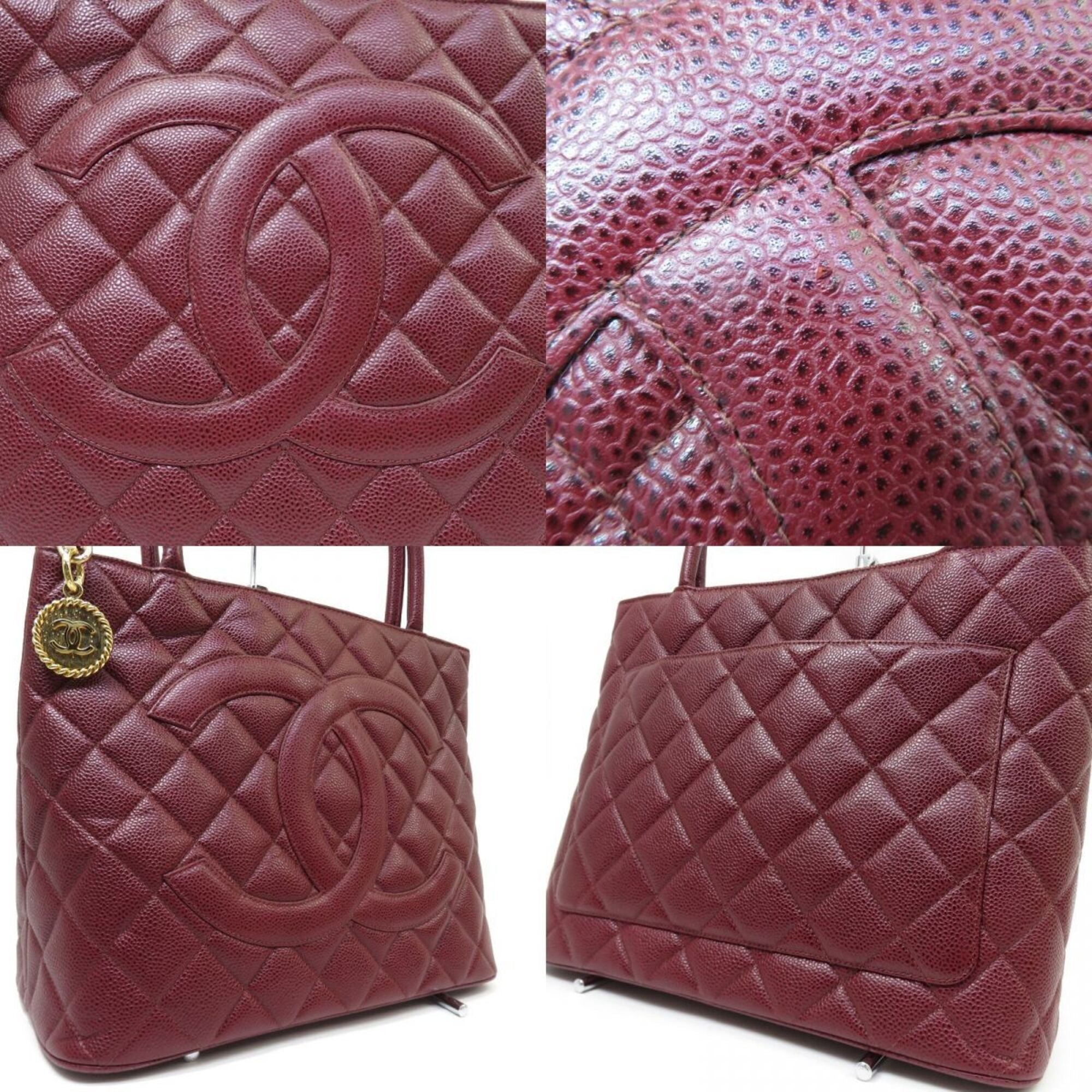 Chanel Bordeaux Grained Calfskin Handbag Tote Bag (Pre-Owned)