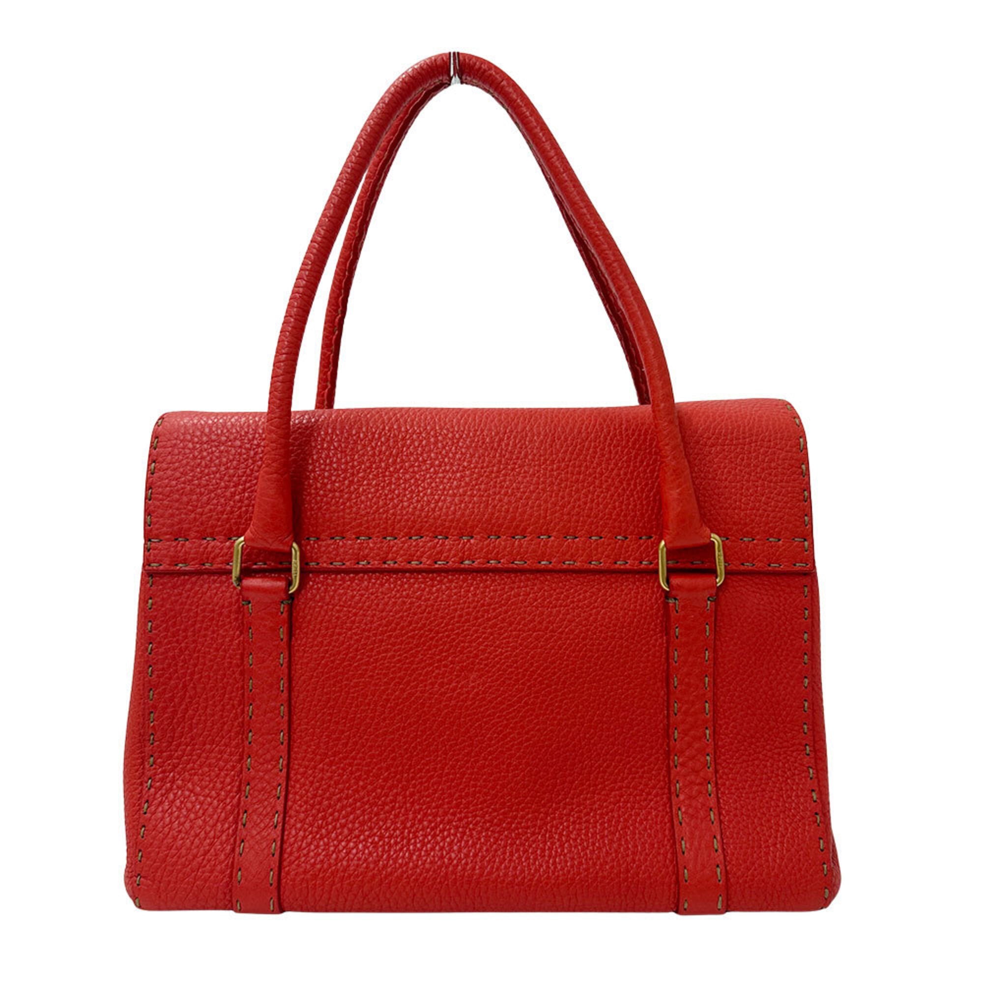 Fendi Red Color Leather Handbag (Pre-Owned)