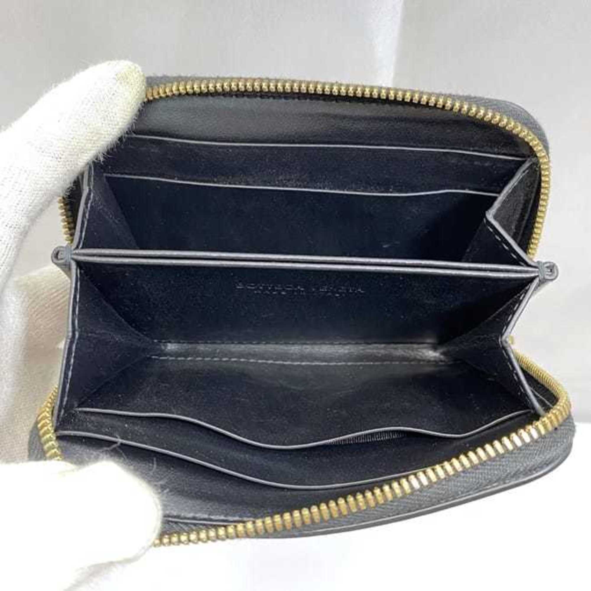 Bottega Veneta Black Leather Coin Purse/Coin Case (Pre-Owned)