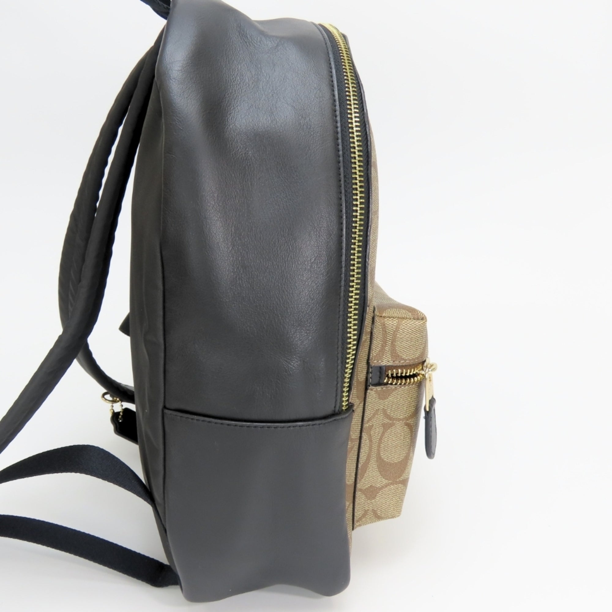 Coach Signature Black Brown Pvc Leather Backpack (Pre-Owned)
