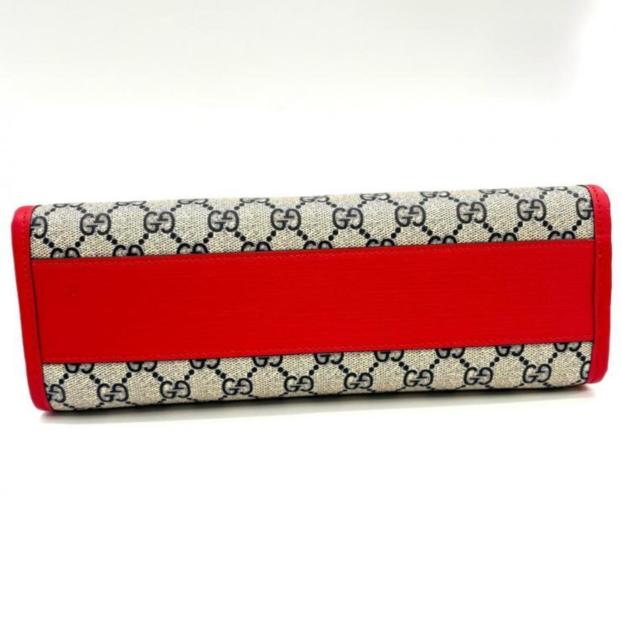 Gucci Beige Red Color Gg Supreme Handbag Tote Bag (Pre-Owned)
